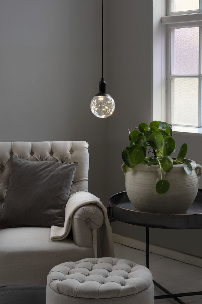 Dekorationbold, sort, 10 varmhvide LED