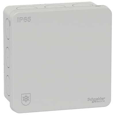 Schneider Mureva forgreningsdåse, lysegrå, IP65, 87x87x42 mm
