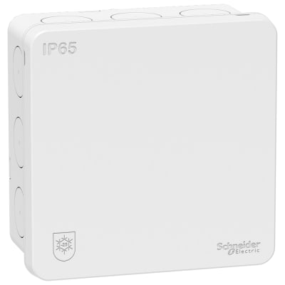 Schneider forgreningsdåse Mureva hvid, IP65, 87 x 87 x 42 mm