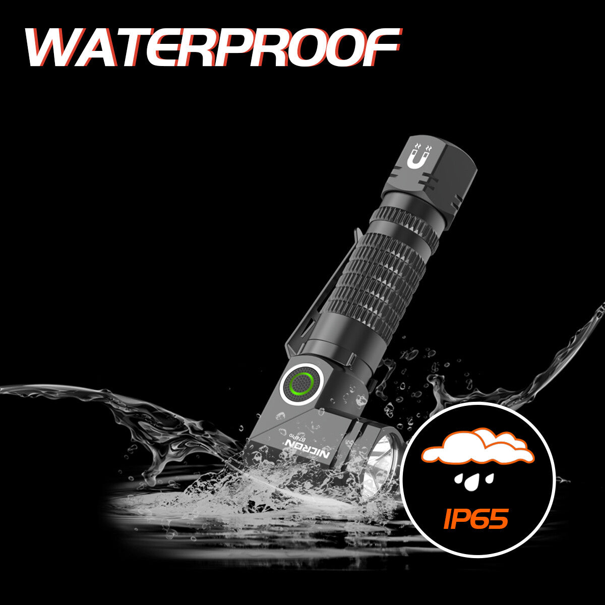 NICRON Mini Twist-L lygte, genopladelig, 700 lumen