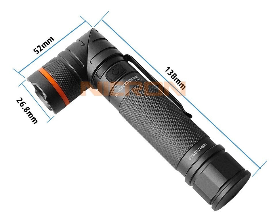 NICRON Twist-L lygte, genopladelig, 1000 lumen og UV-lys