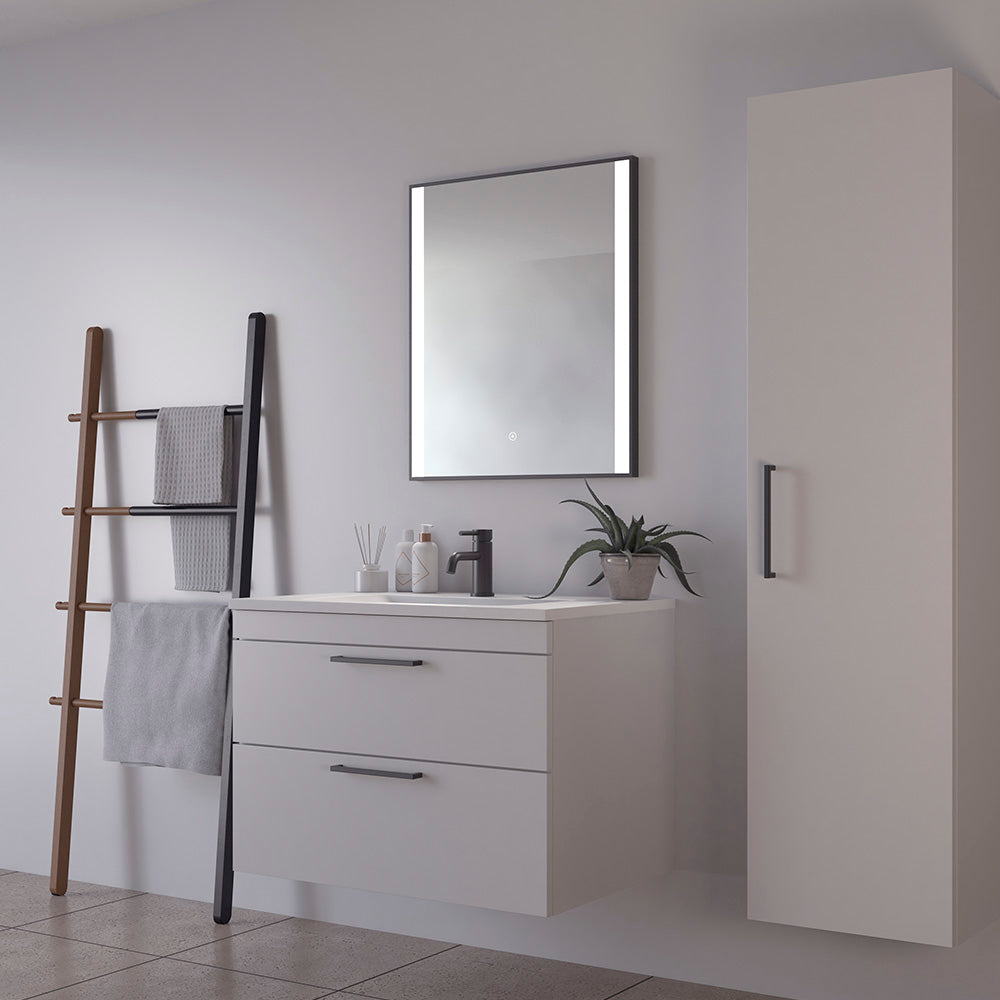 Loevschall Libra spejl 60x70 cm med sort ramme og to lysfelter