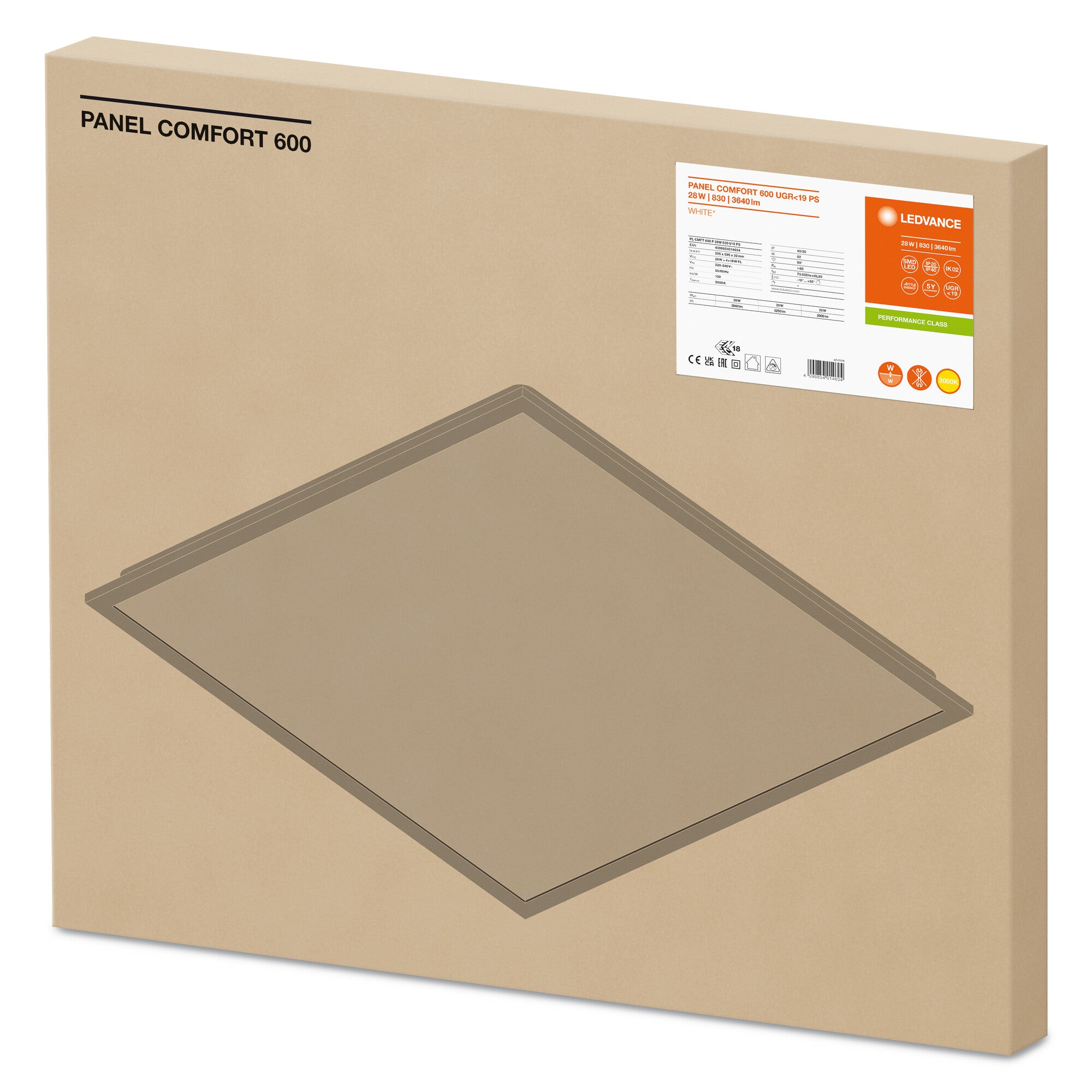 PANEL COMF PS CRI80 28W/830 60X60 UGR19