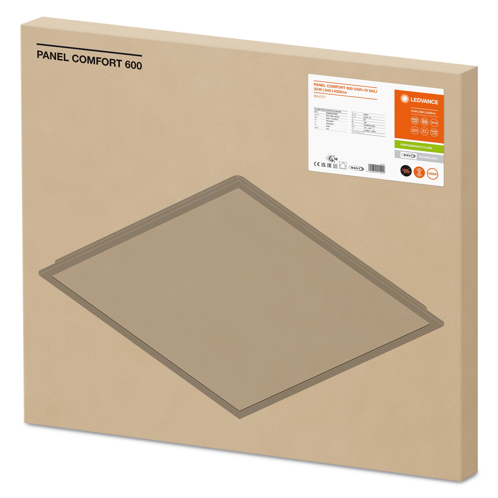 PANEL CMF DALI CRI80 33W/840 60X60 UGR19