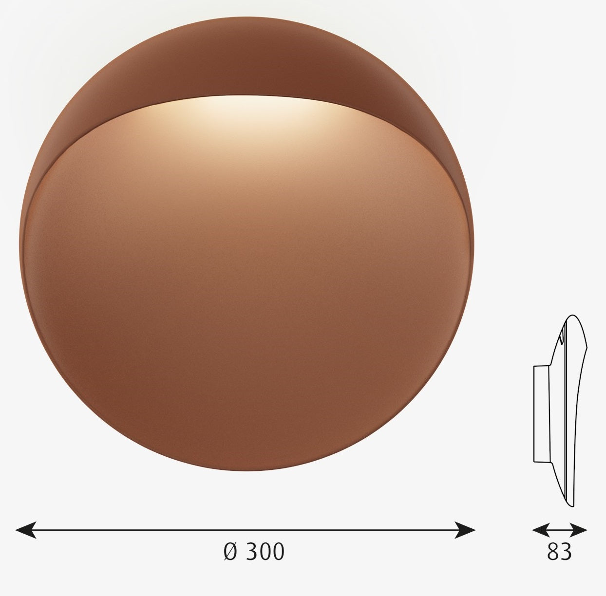 Flindt Ø 300 Led 2700K 16W  Corten Farvet I  Dali 449 Lm