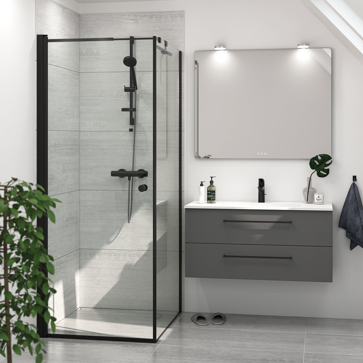 DANSANI Brusedør H:200*67-69 cm sort/klar