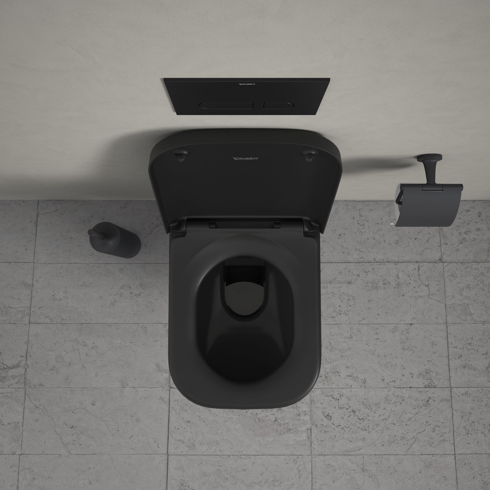 Happy D.2 vægtoilet med åben skylle-rand, antracit, WonderGliss