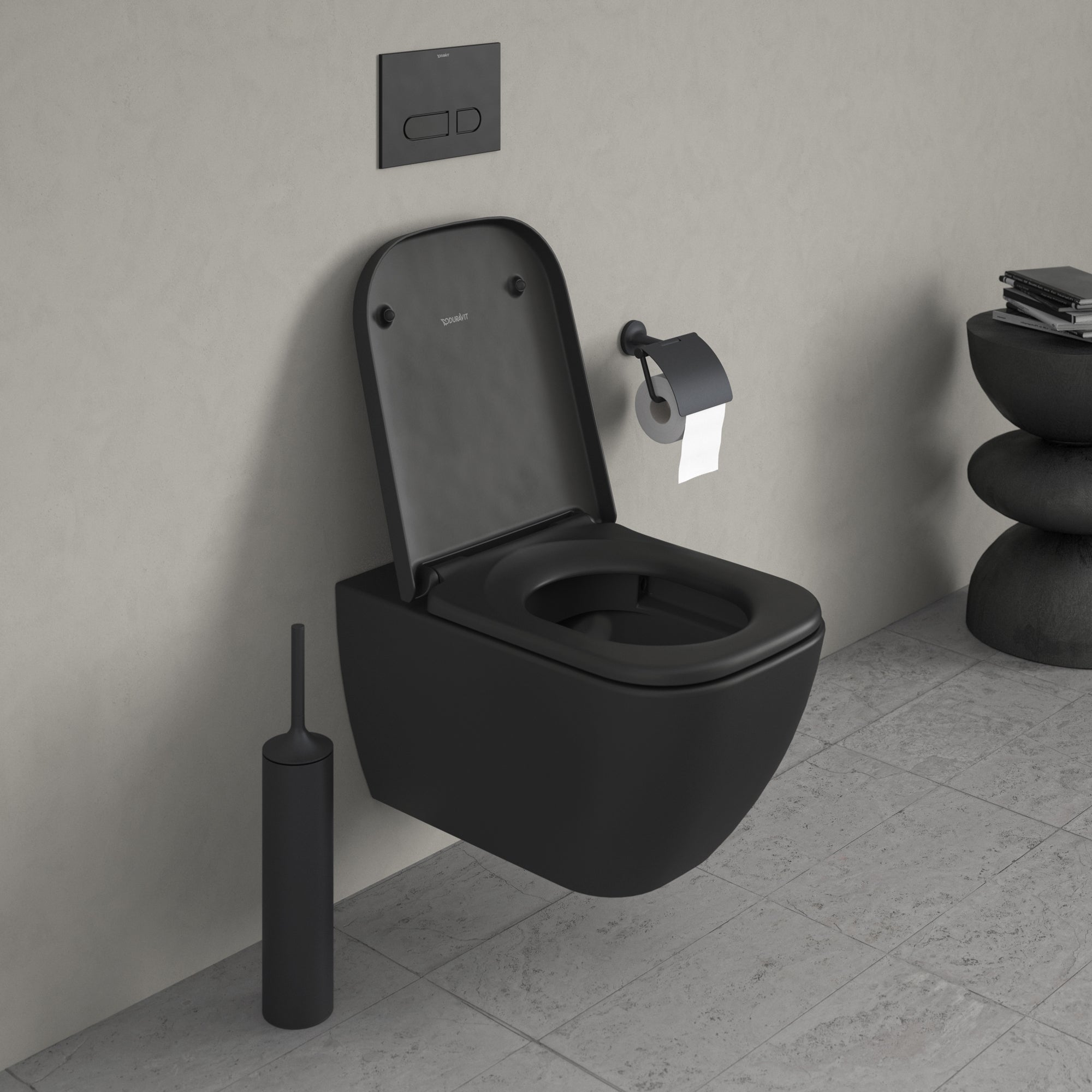 Happy D.2 vægtoilet med åben skylle-rand, antracit, WonderGliss