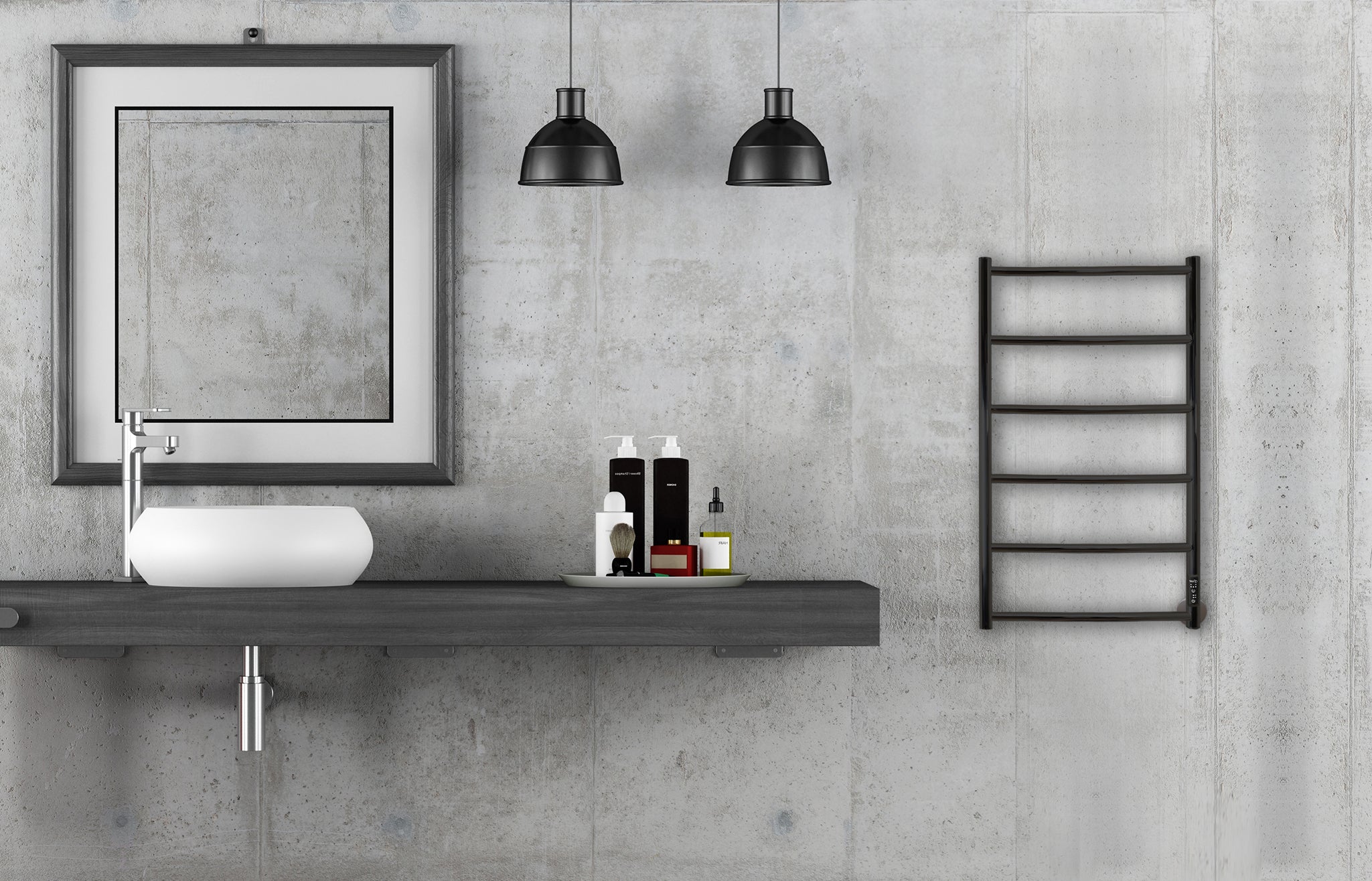 Kriss Odessa elek. håndklædetørrer m/timer. 810x530mm, matsort