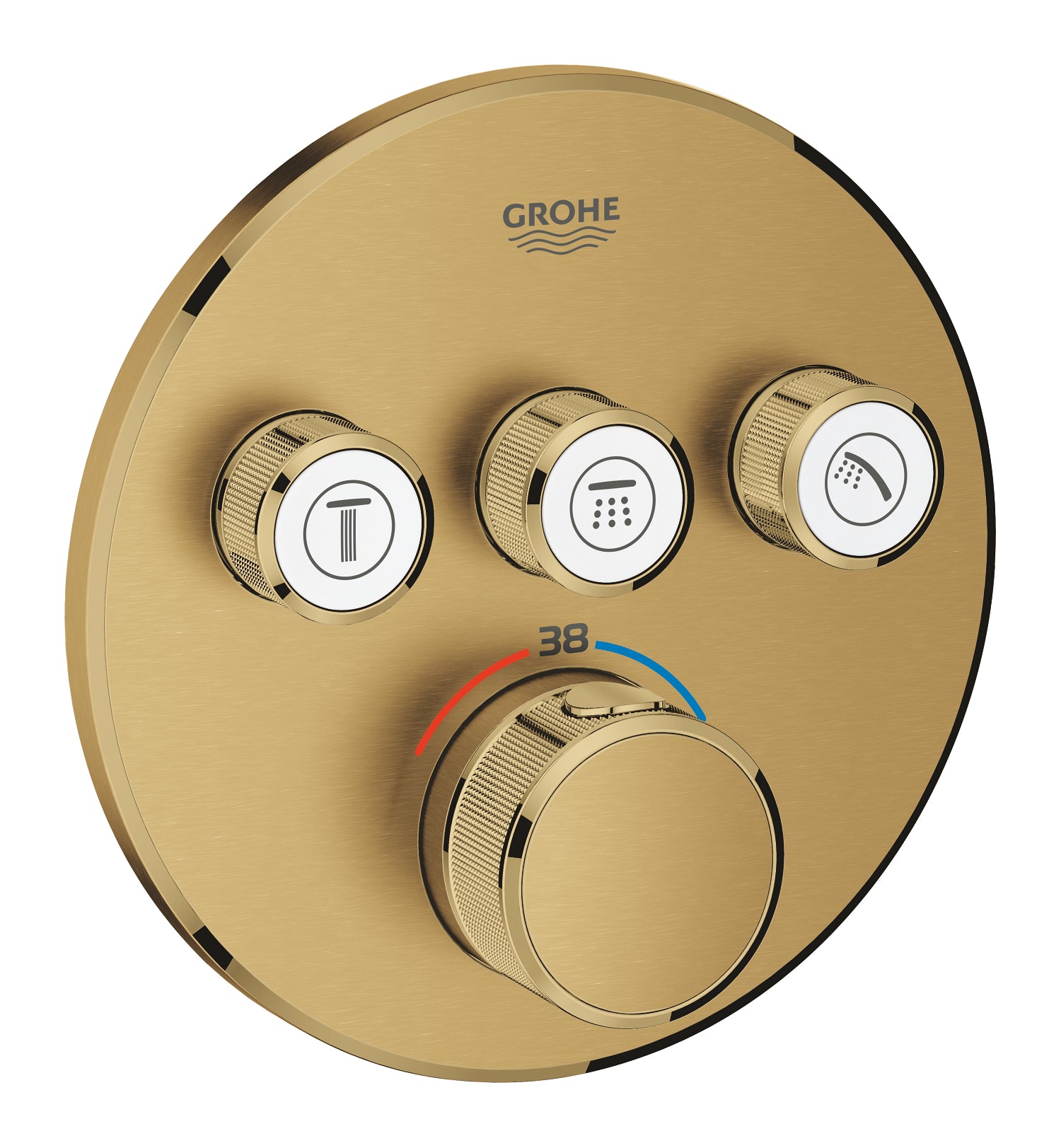 GROHE termostatbatteri Ø158mm udv dele/rund 3vent messing børste