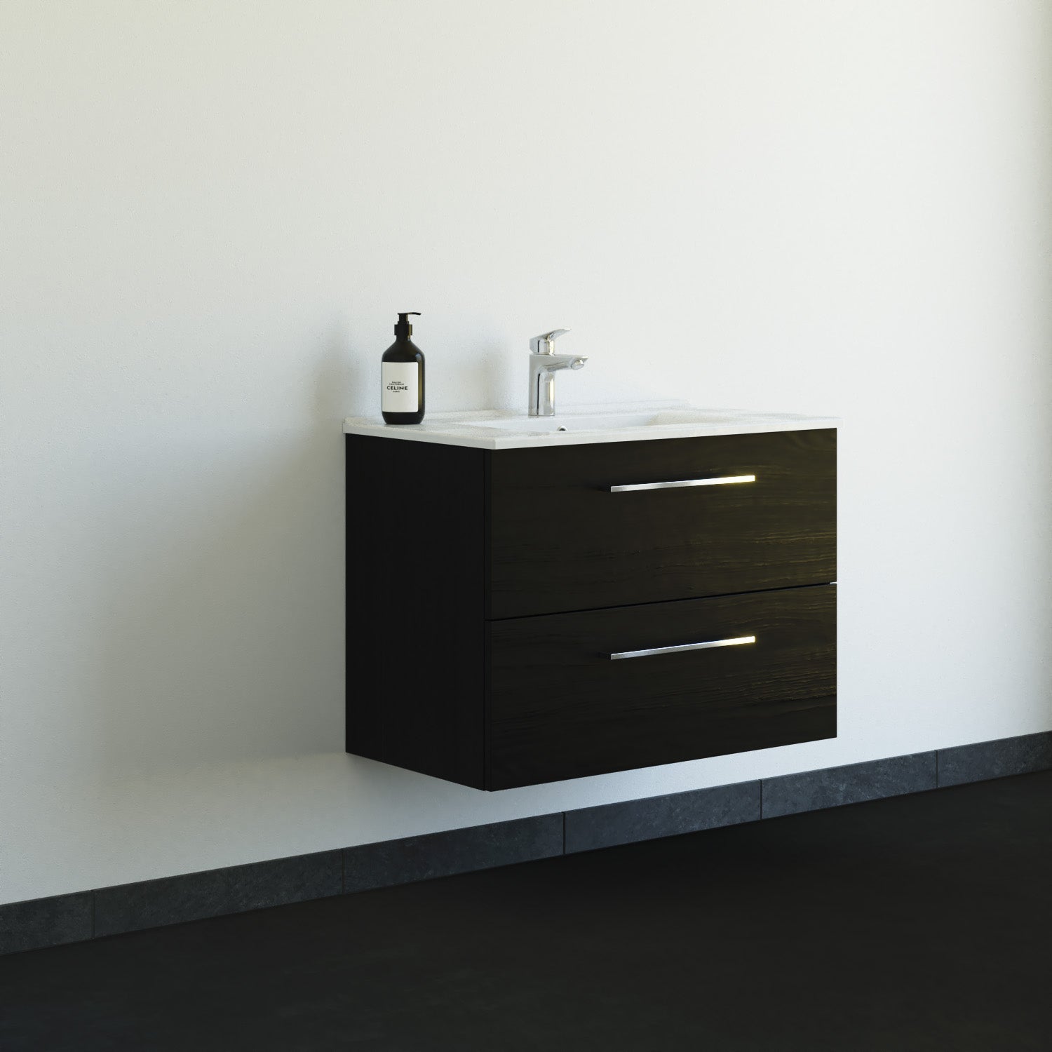 Dansani 81 cm møbelpk. Mido 2 skuffer. vask AMBER, sort