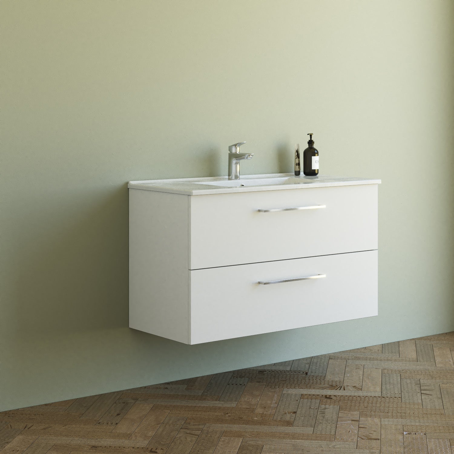 Dansani 101 cm møbelpk. Mido 2sk. vask AMBER, hvid mat