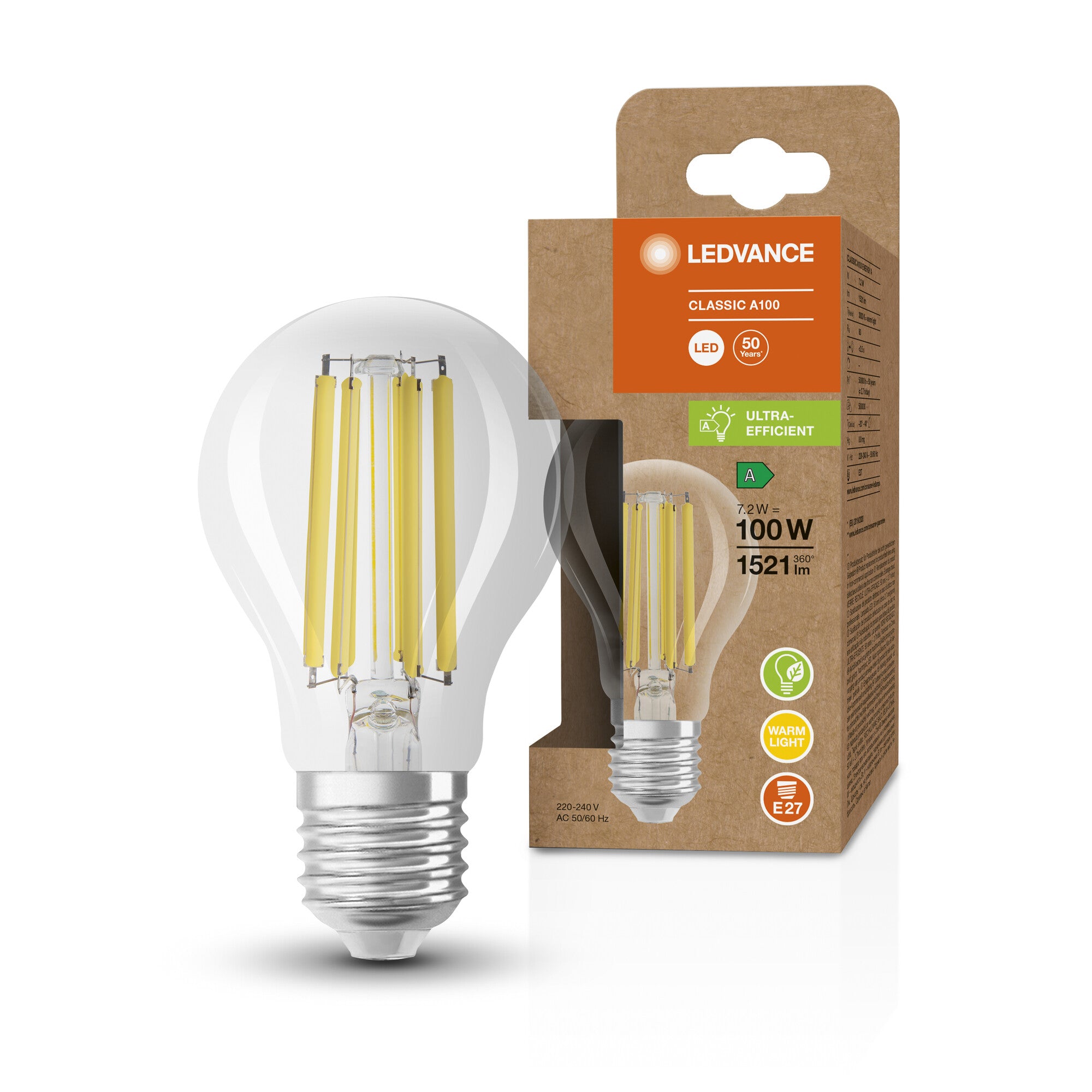 Ledvance LED standard fil 1521lm 7,2W/830 E27