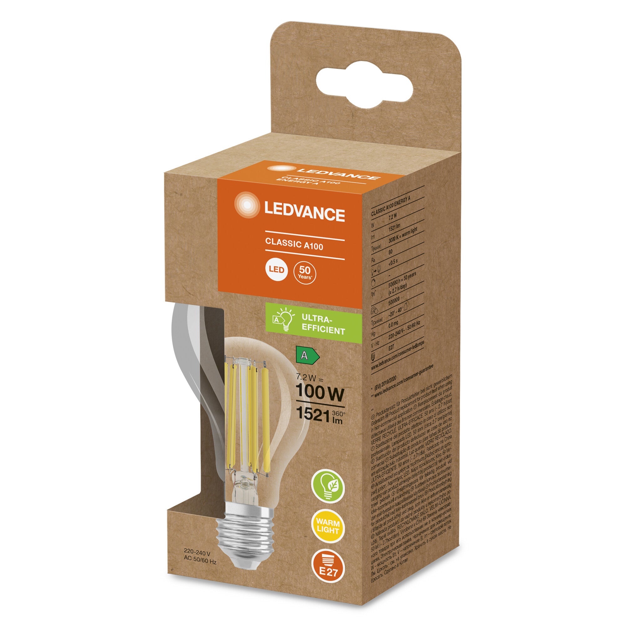 Ledvance LED standard fil 1521lm 7,2W/830 E27