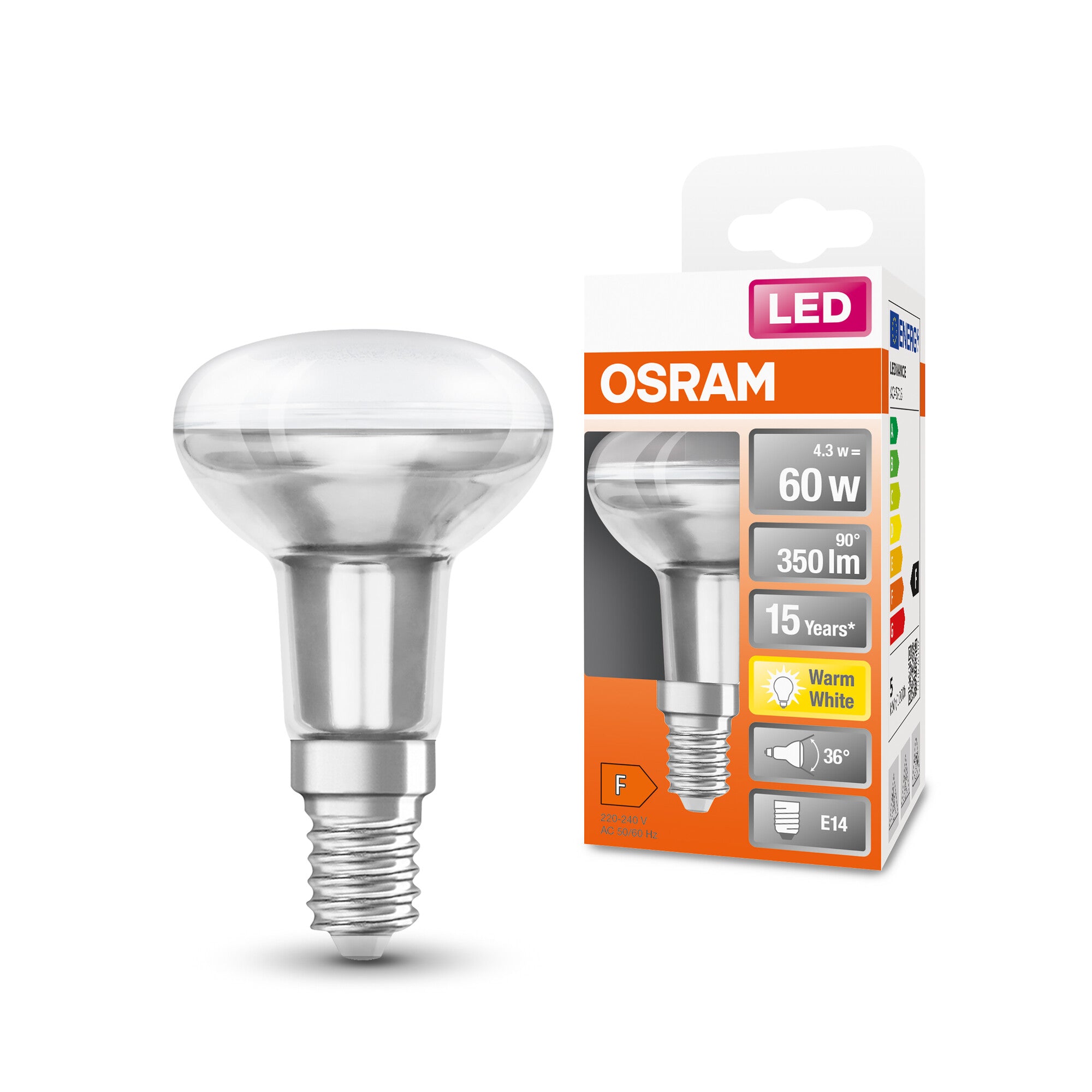 LED R50 4,3W/827 (60W) E14