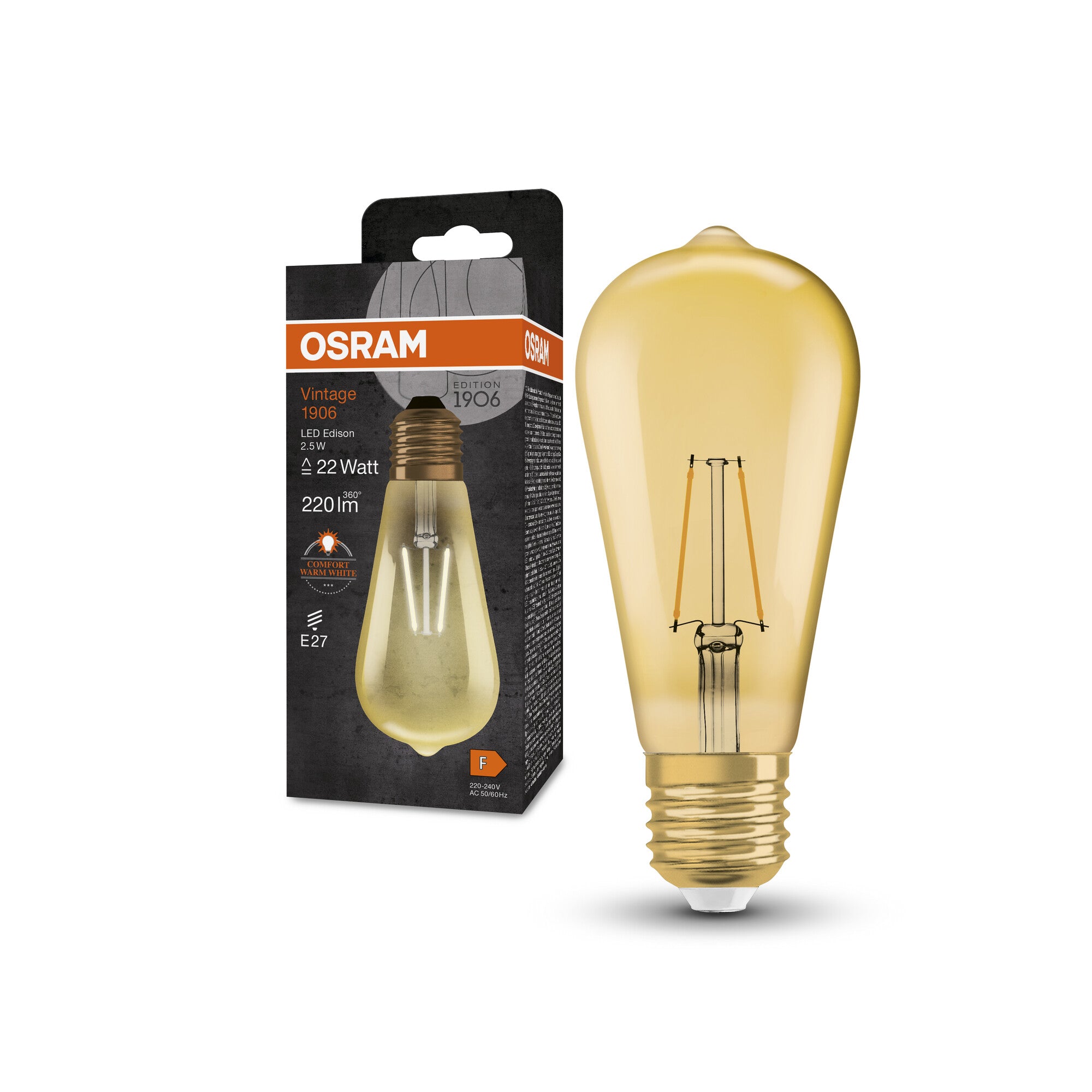 1906 EDISON 2,5W/824 (22W) GULD E27