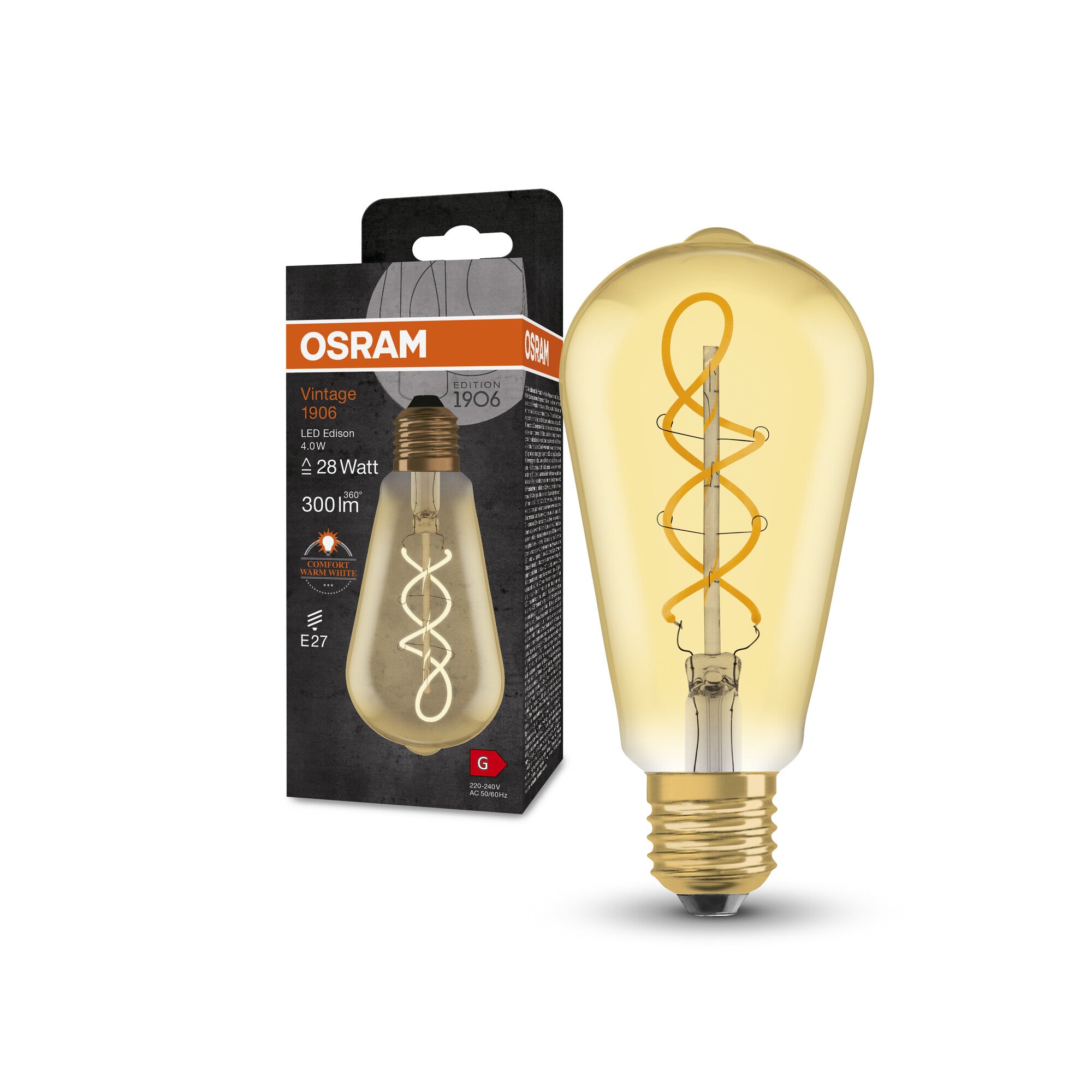 1906 EDISON 4W/820 (28W) GULD E27