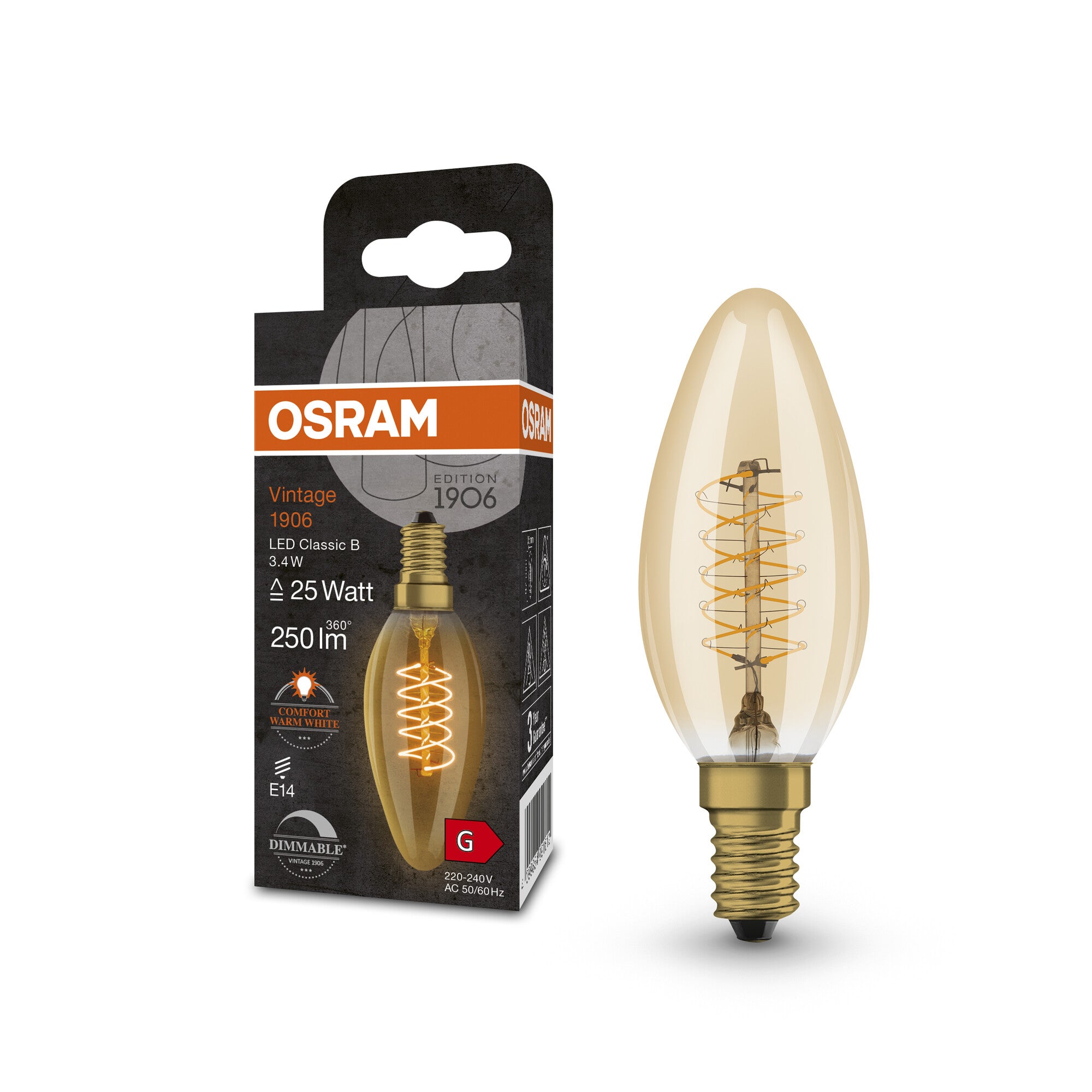 1906 KERTE 3,4W/822 (25W) GULD E14