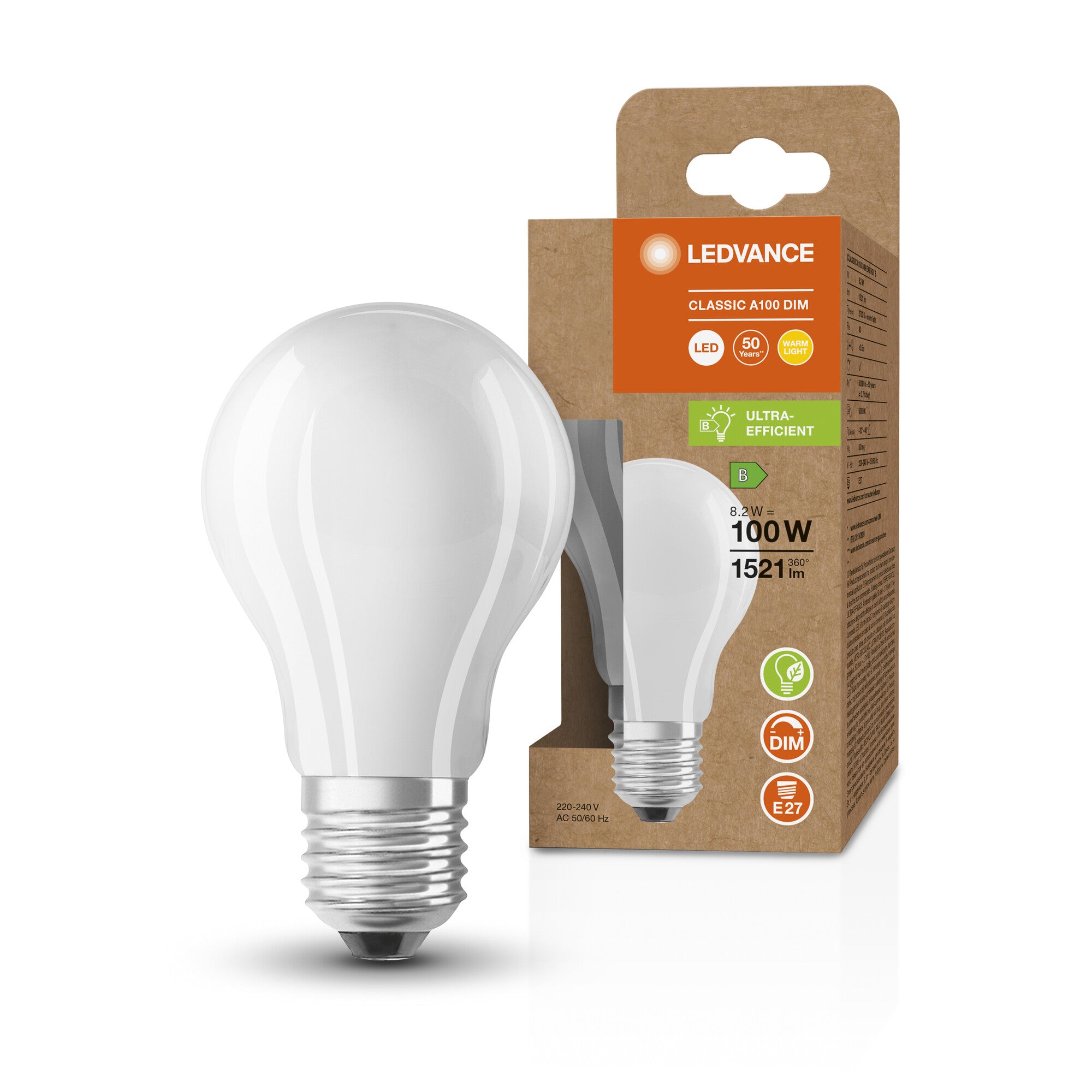 Ledvance LED standard mat 1521lm 8,2W/827 E27 dæmpbar
