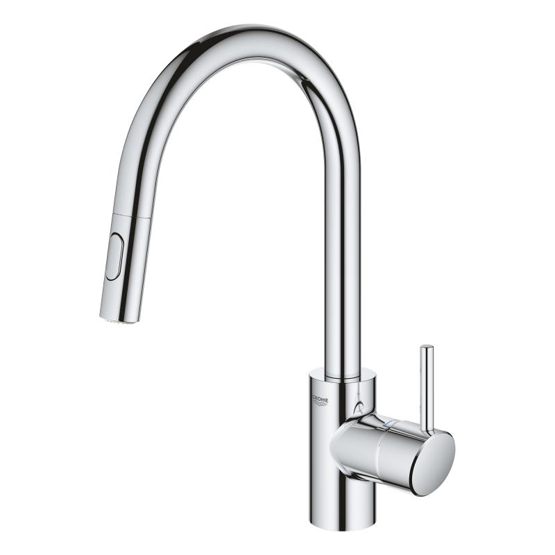 Grohe Concetto, etgrebs-køkkenbatteri, højt udløb, Grohe Zero