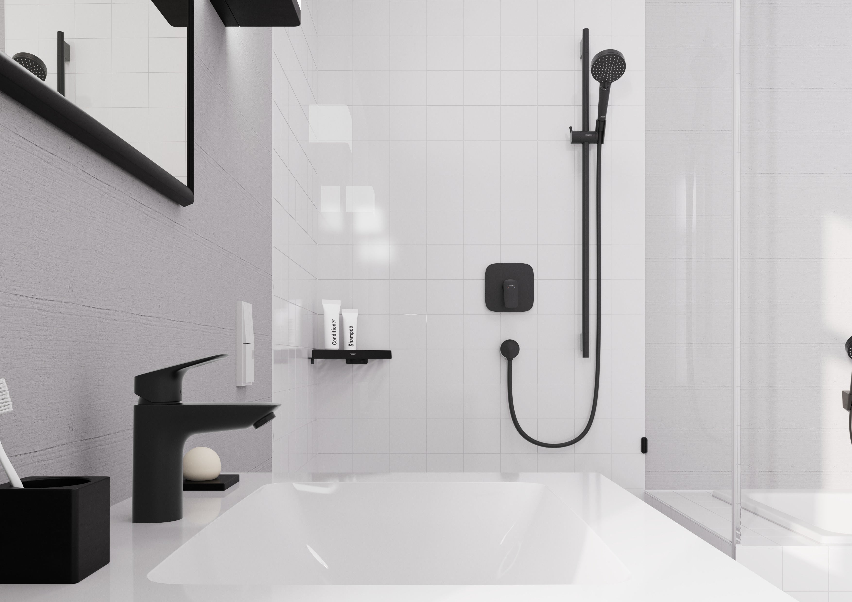Hansgrohe Logis håndvaskarmatur 70 med push-open BV, mat sort
