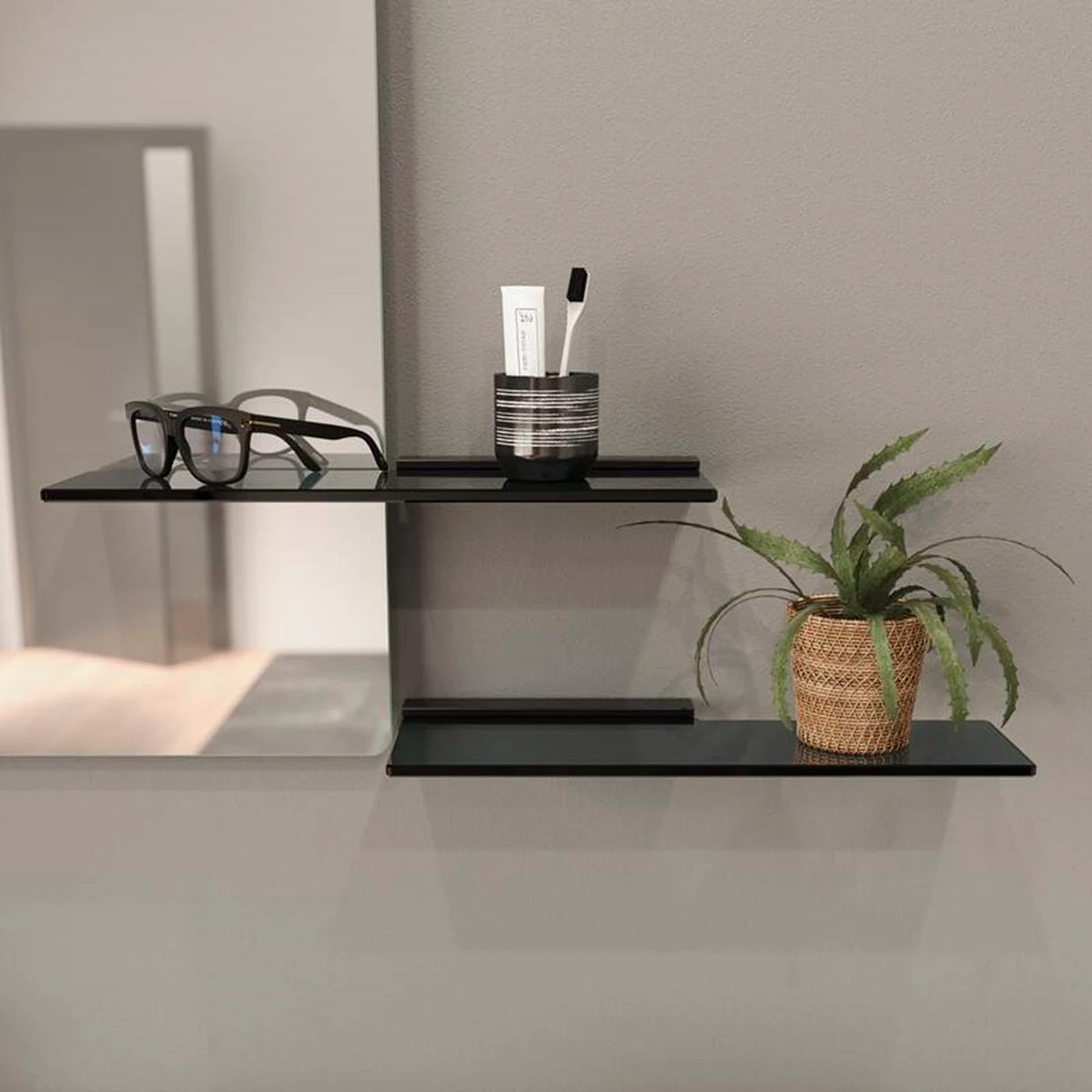 Dansani Reach glashylde 400x137 mm, sort/tonet glas