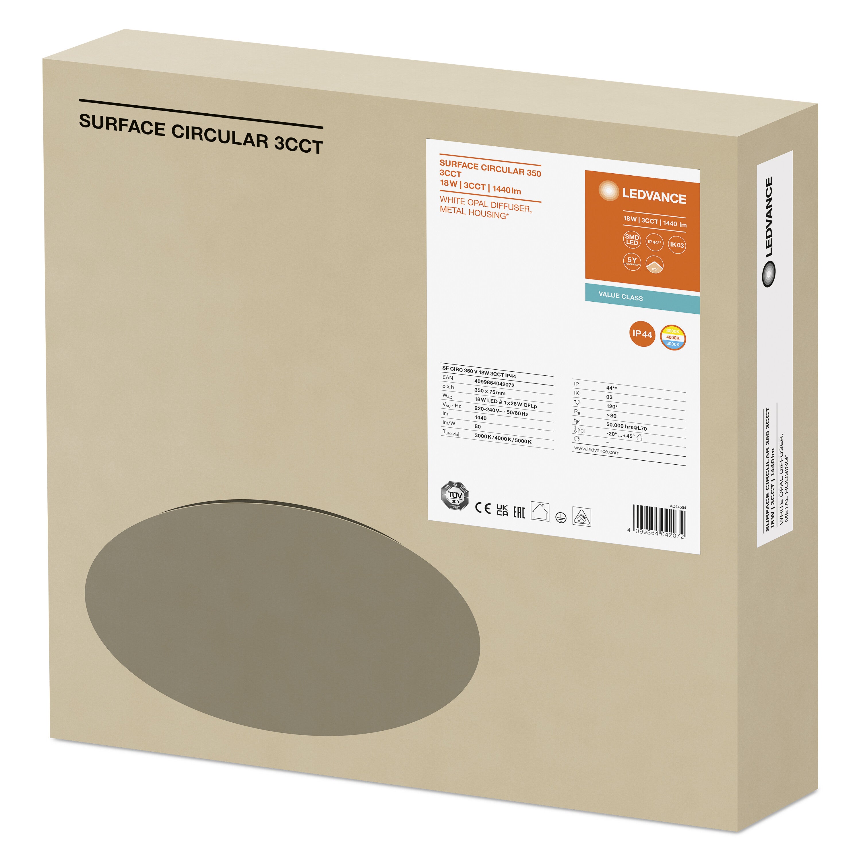SF CIRC 350 V 18W 3CCT IP44 LEDV