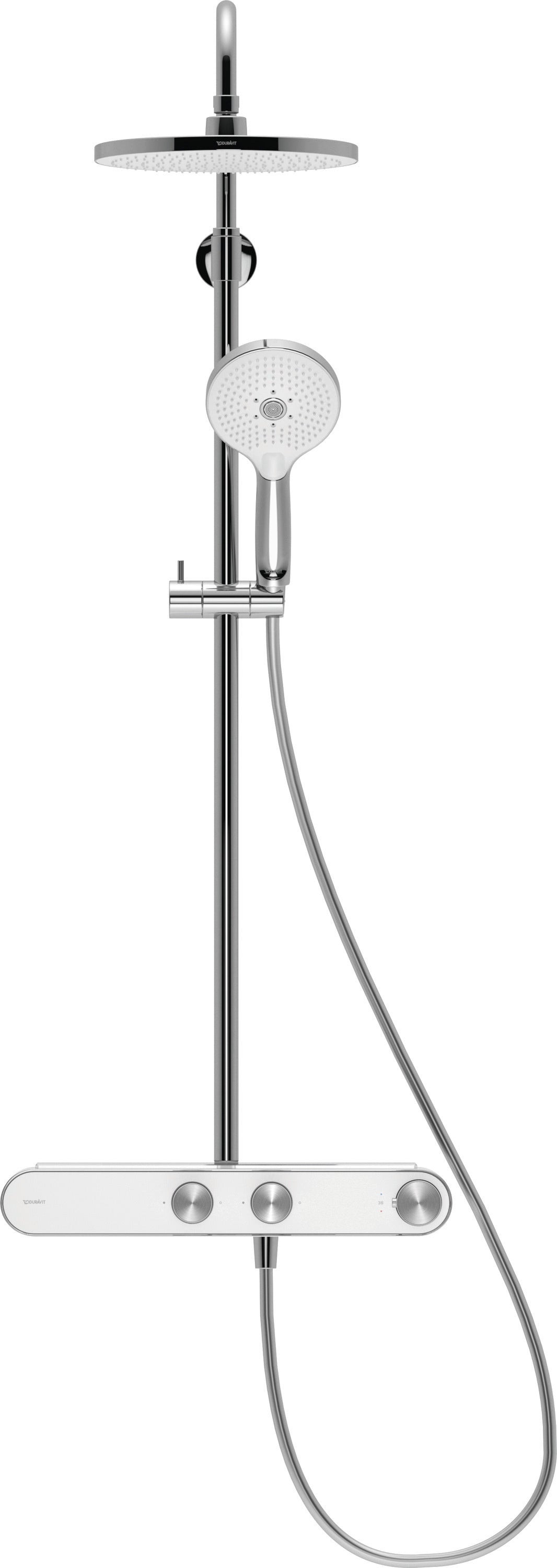 Duravit MinusFlow termostatisk Shower System med hylde, Krom|Hvid højglans