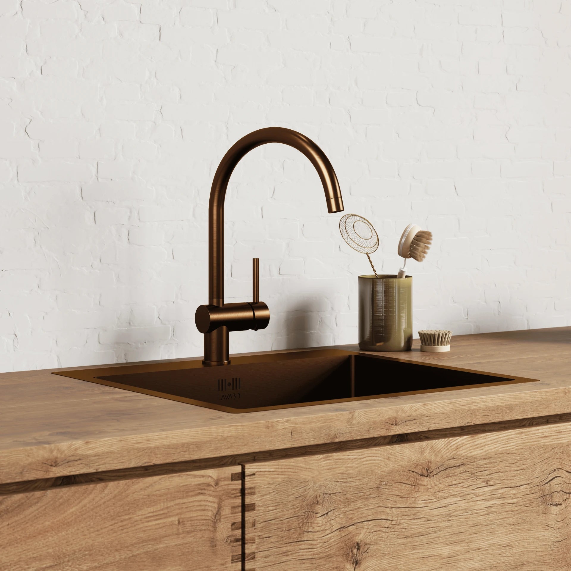 Lavabo Kubus 030 køkkenarmatur, Bruneret messing