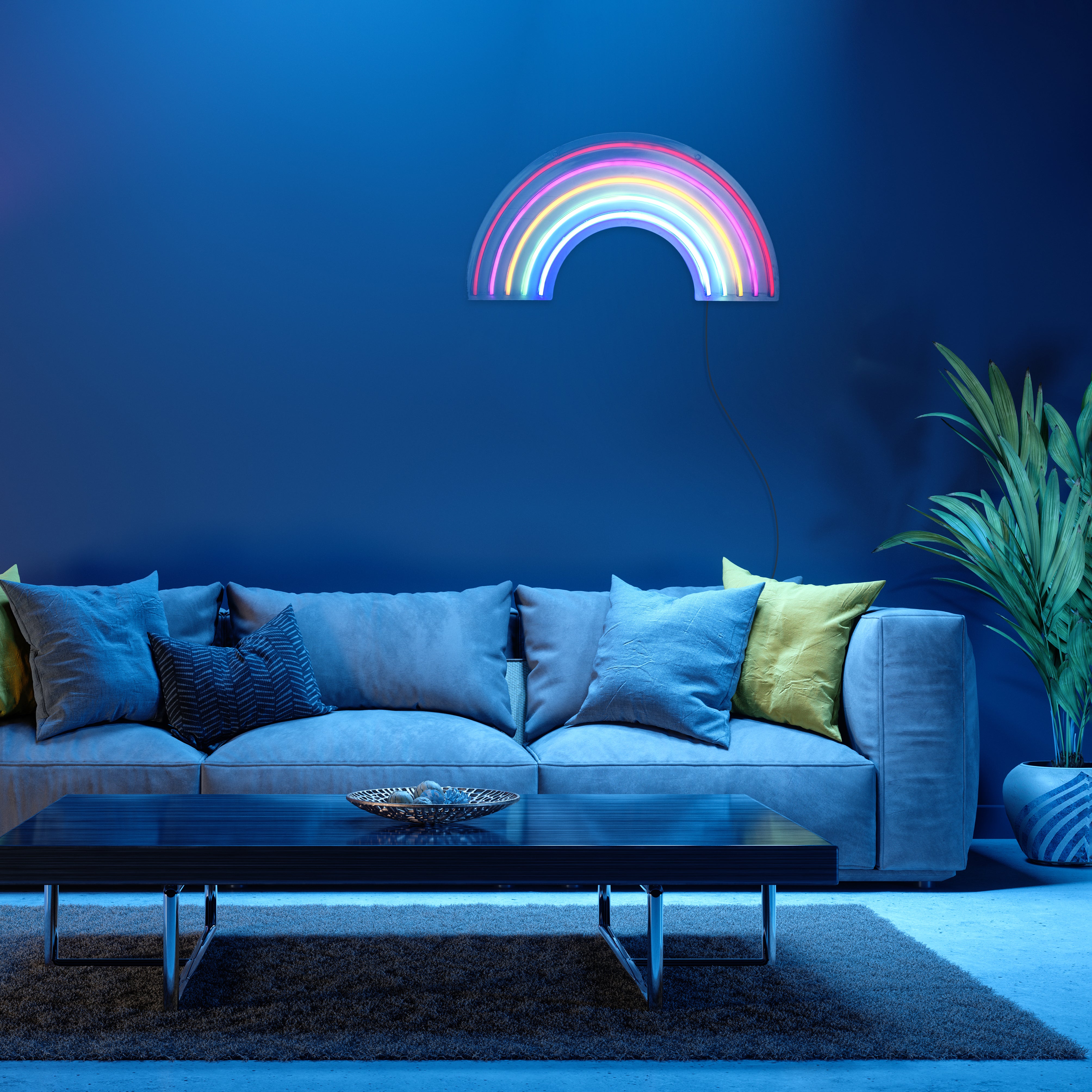 Rainbow neon skilt i acryl med led lyskilde og usb ladekabel