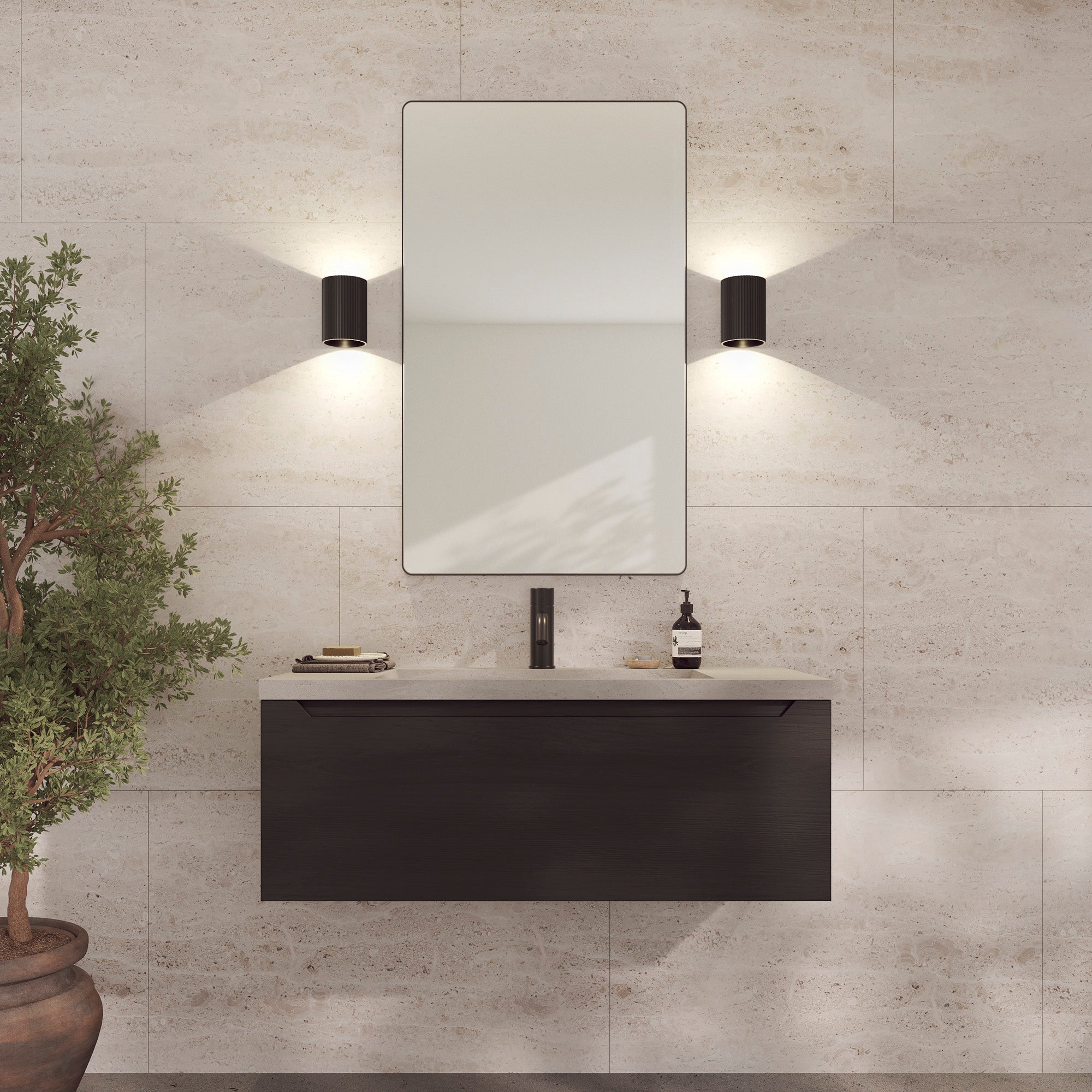 Loevschall Refine spejl med ramme, sort, 60x100 cm
