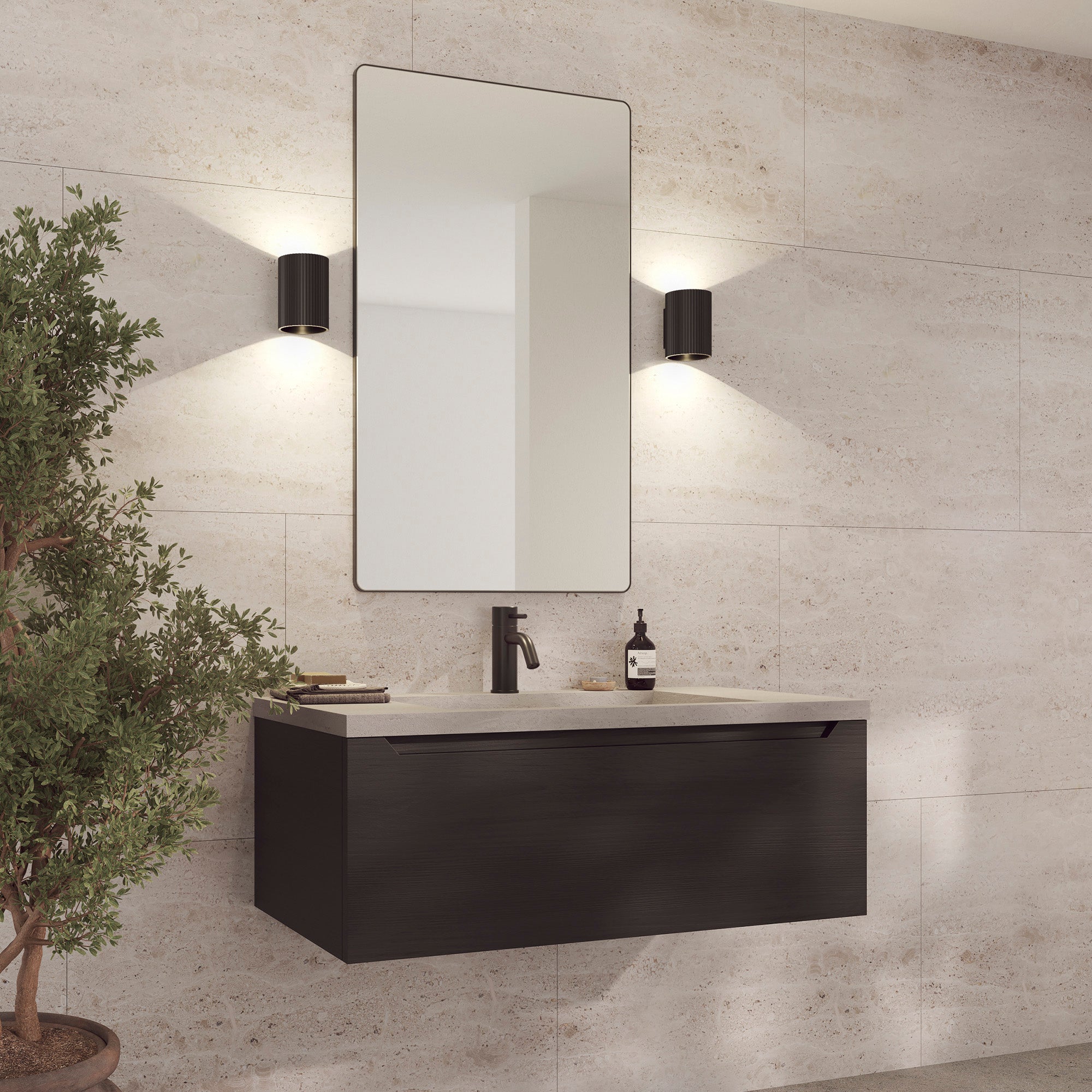 Loevschall Refine spejl med ramme, sort, 60x100 cm