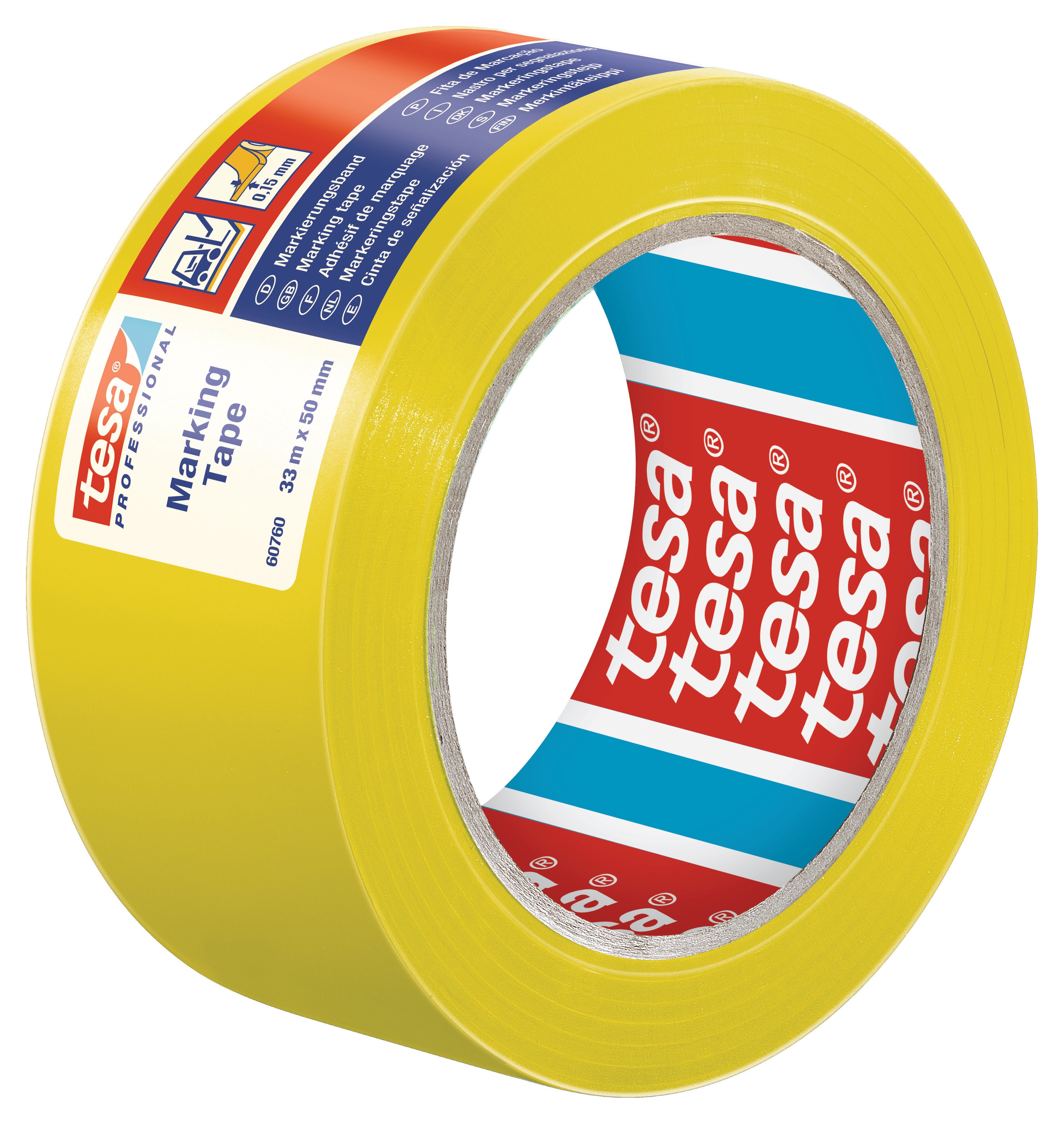 Advarselstape 60760, 150 MY, 50 mm x 33 m, gul