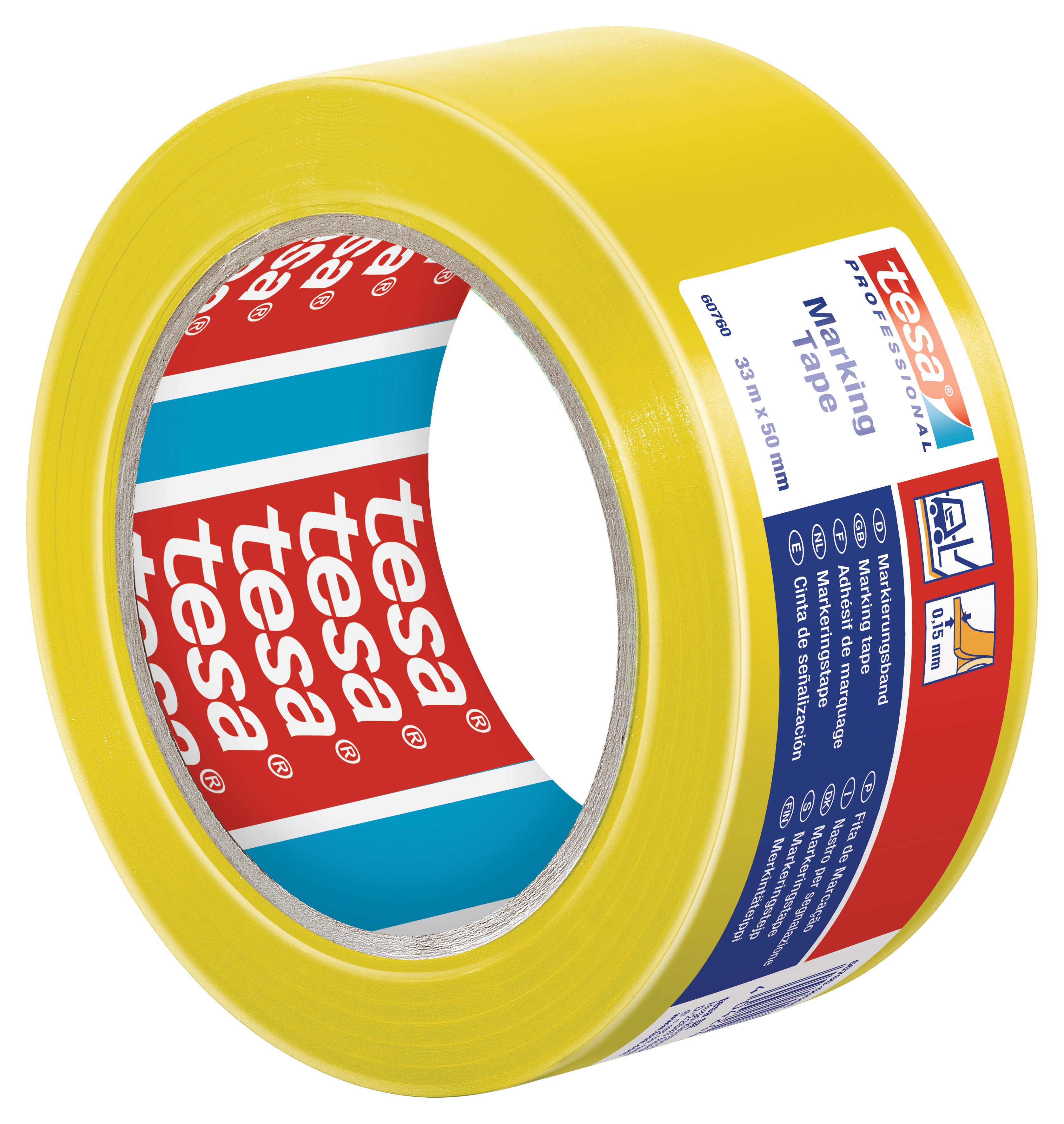 Advarselstape 60760, 150 MY, 50 mm x 33 m, gul