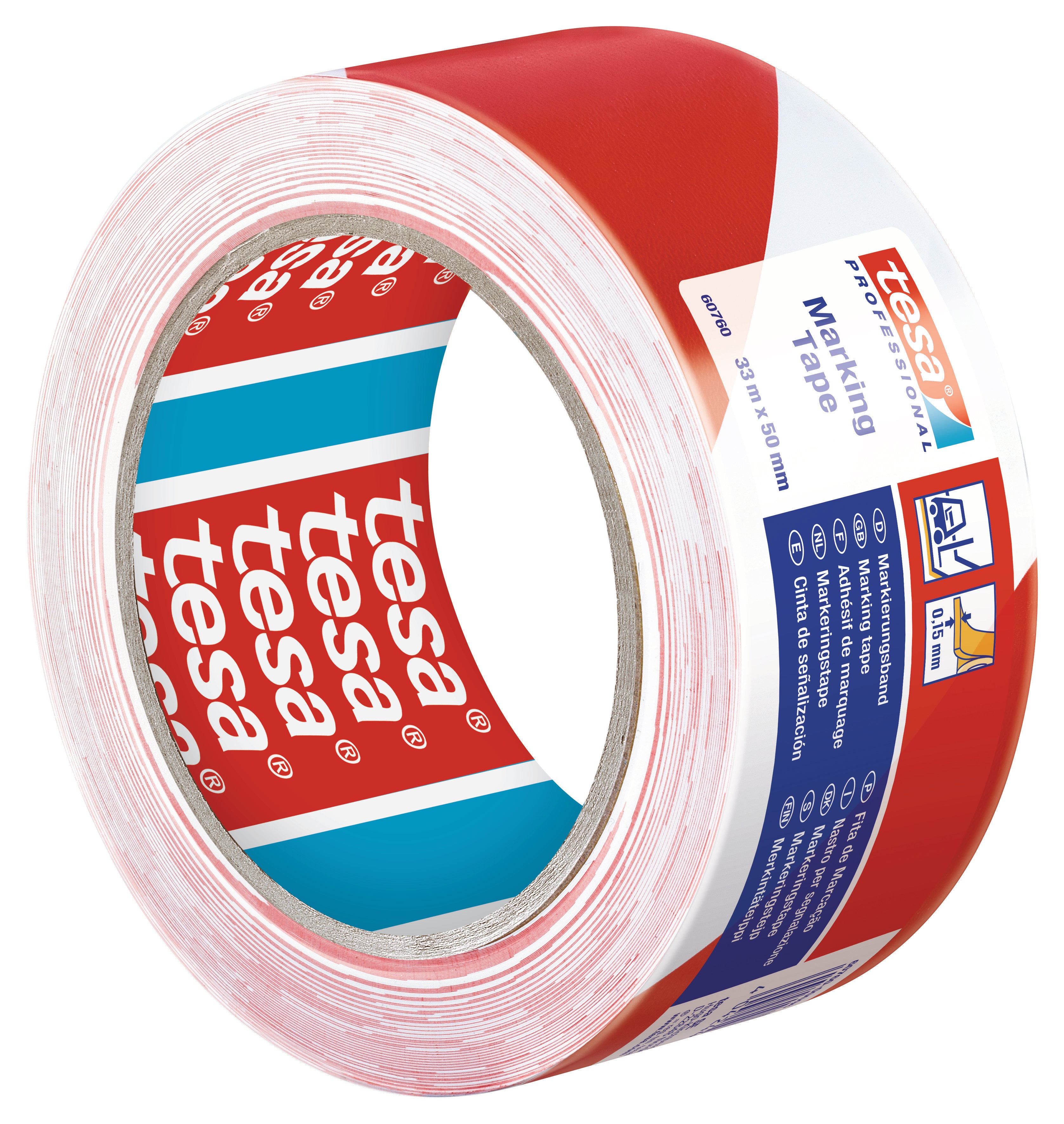Advarselstape 60760, 150 MY, 50 mm x 33 m, rød/hvid