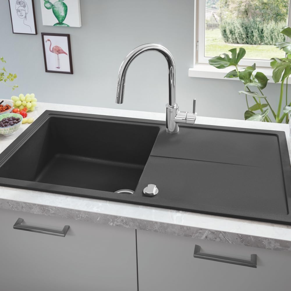 Grohe Concetto, etgrebs-køkkenbatteri, højt udløb, Grohe Zero