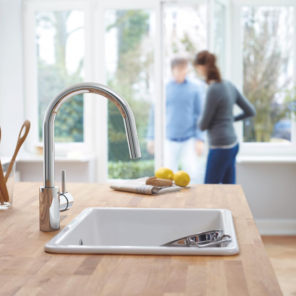 Grohe Concetto, etgrebs-køkkenbatteri, højt udløb, Grohe Zero