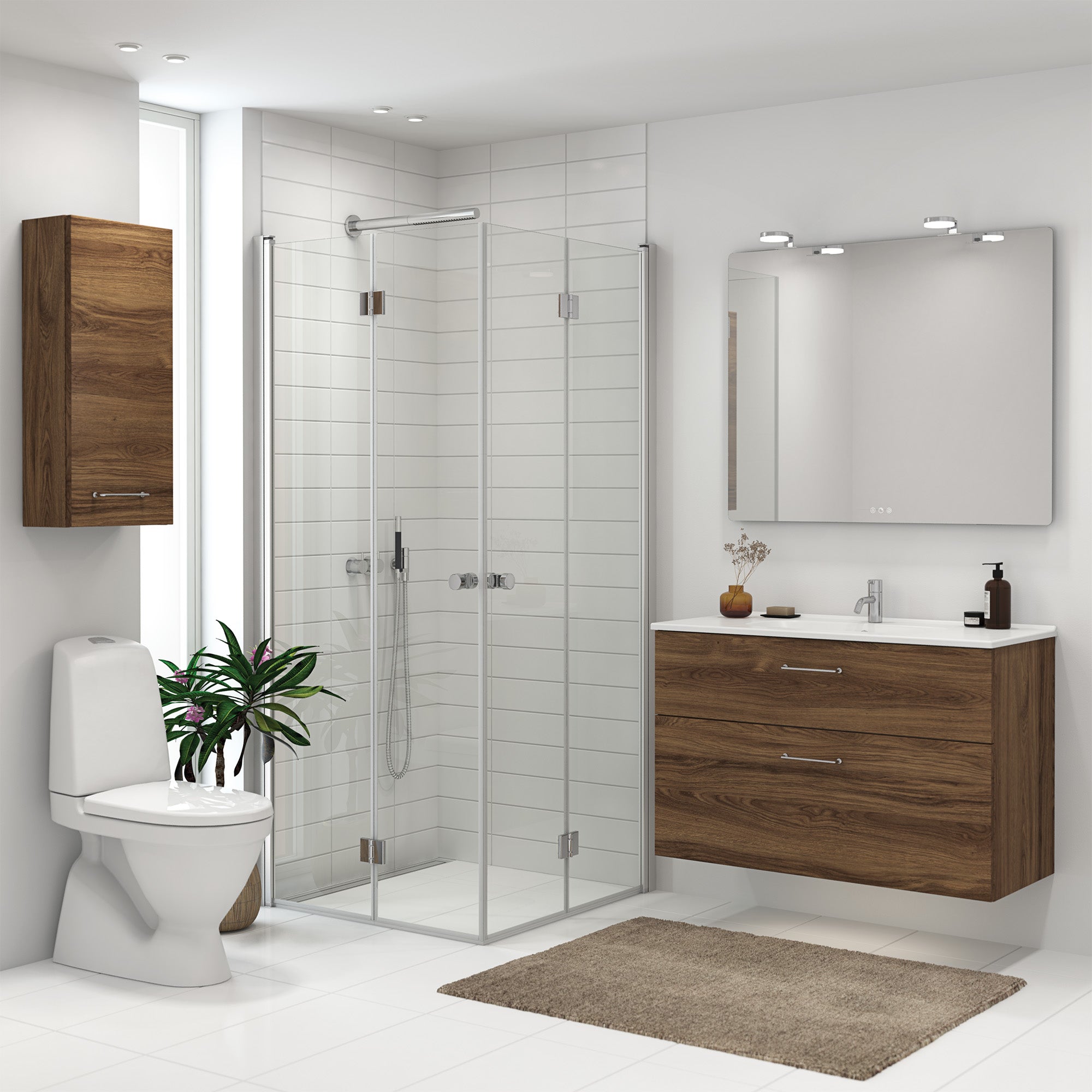 Dansani Match"B" Foldedør 200*77-79 cm satin / klart glas
