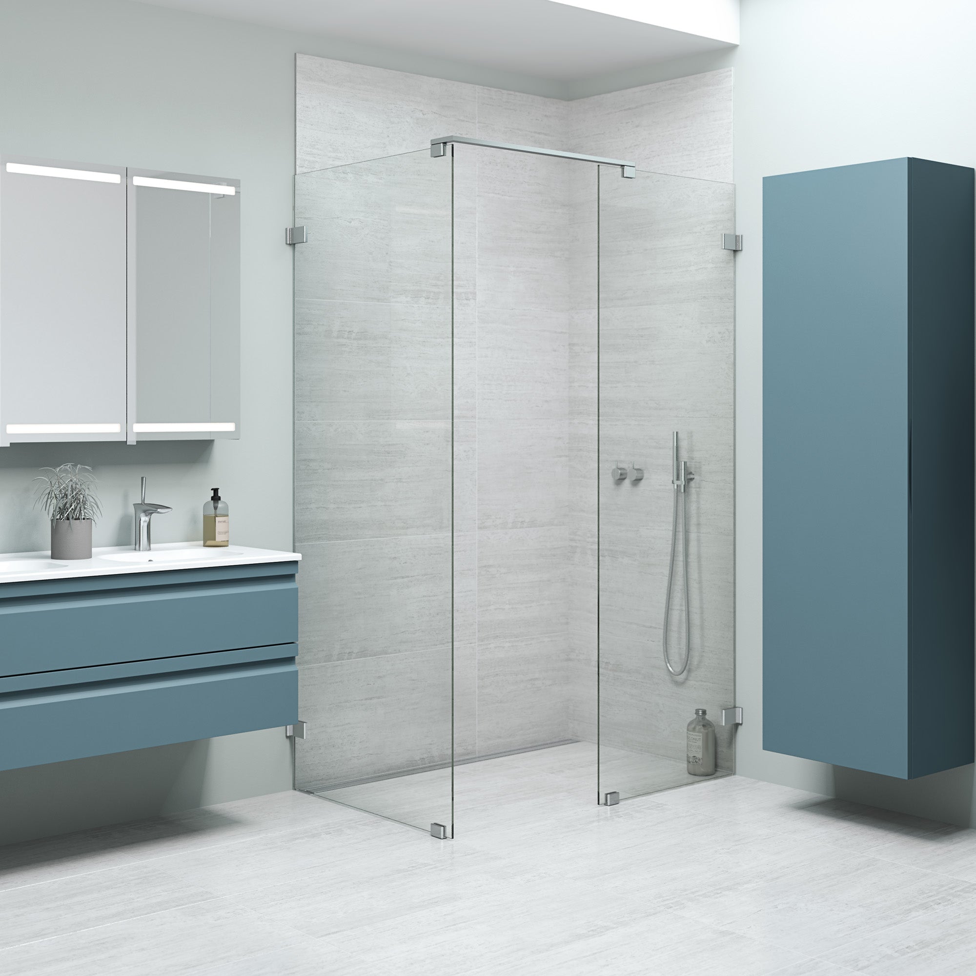 Dansani Match Fast væg 200*87-89 cm, klart glas