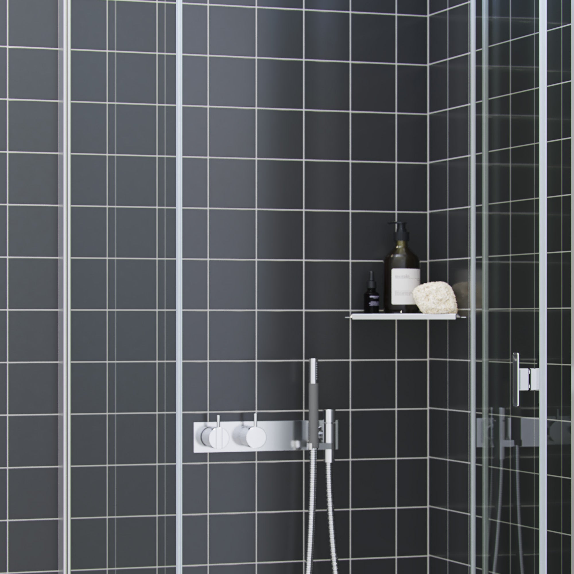 Dansani Match Shower Corner i blank rustfri stål