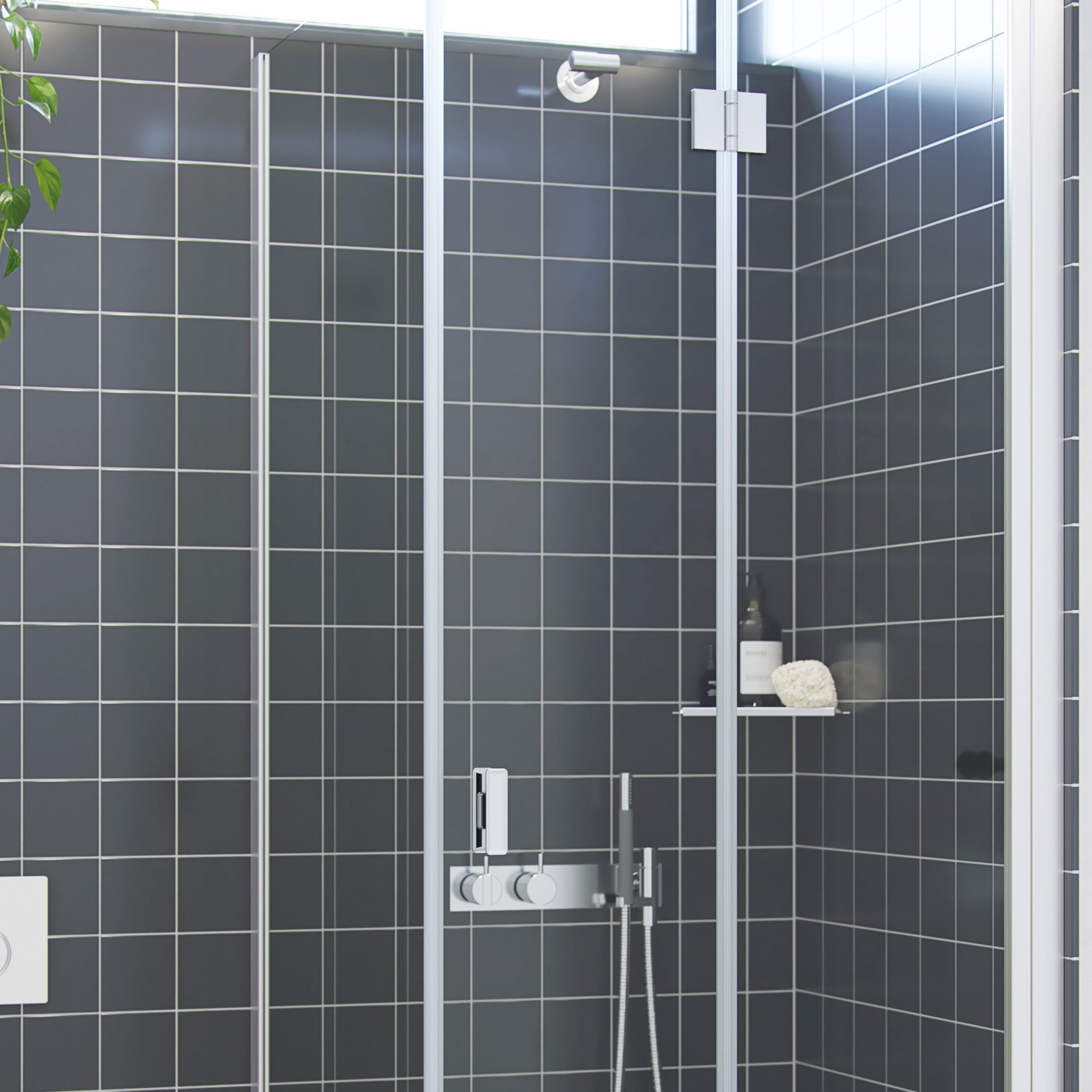 Dansani Match Shower Corner i blank rustfri stål