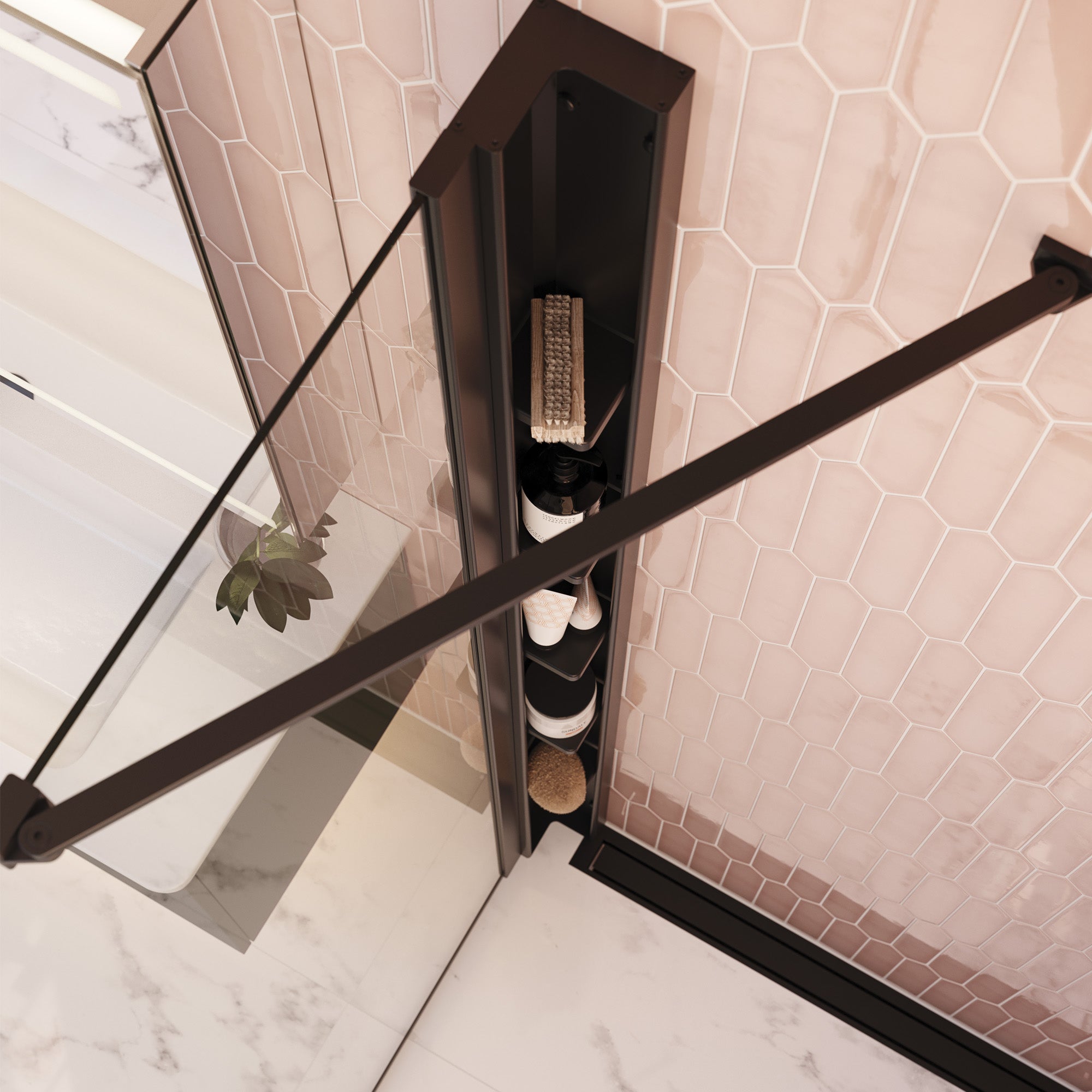 Tower reol med 5 flytbare hylder. 200x10x10 cm, sort