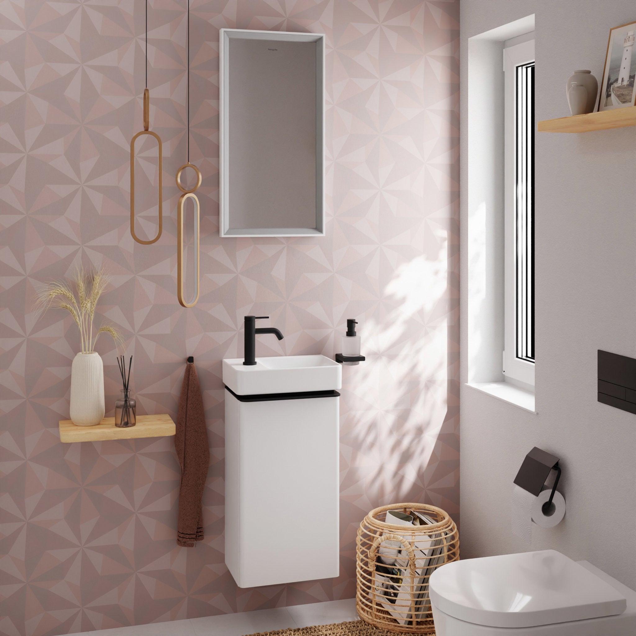 HANSGROHE Xelu Q vaskeskab 340x245x605mm låge tv MDF hvid højgl/