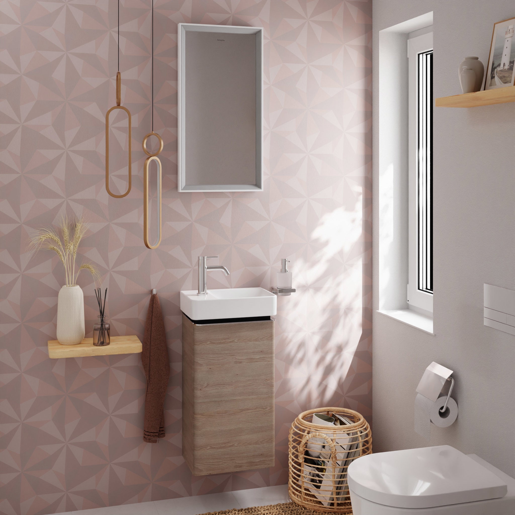 HANSGROHE Xelu Q vaskeskab 340x245x605mm låge tv MDF eg