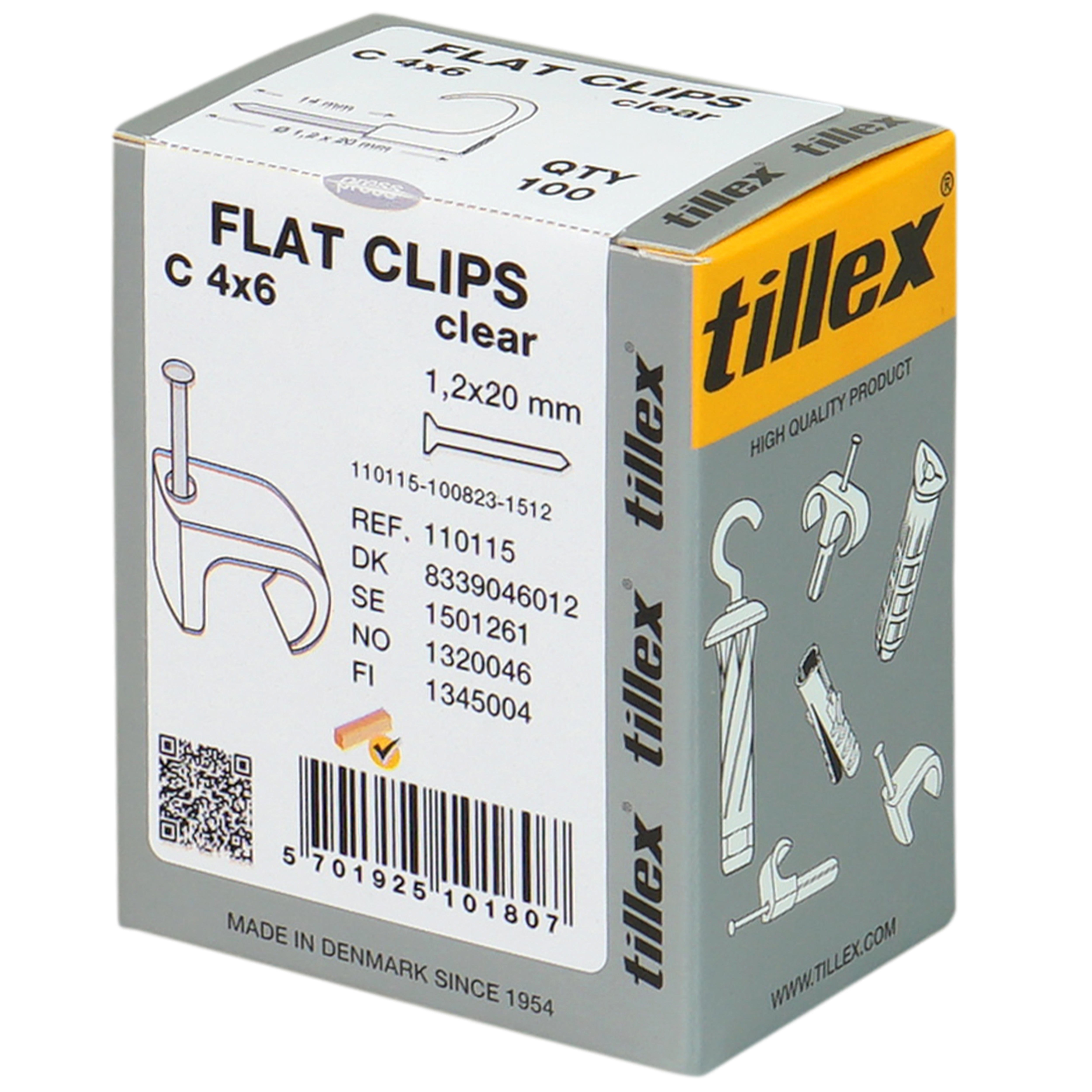 Kabelclips flad 4x6 1 pk. a/100 stk natur