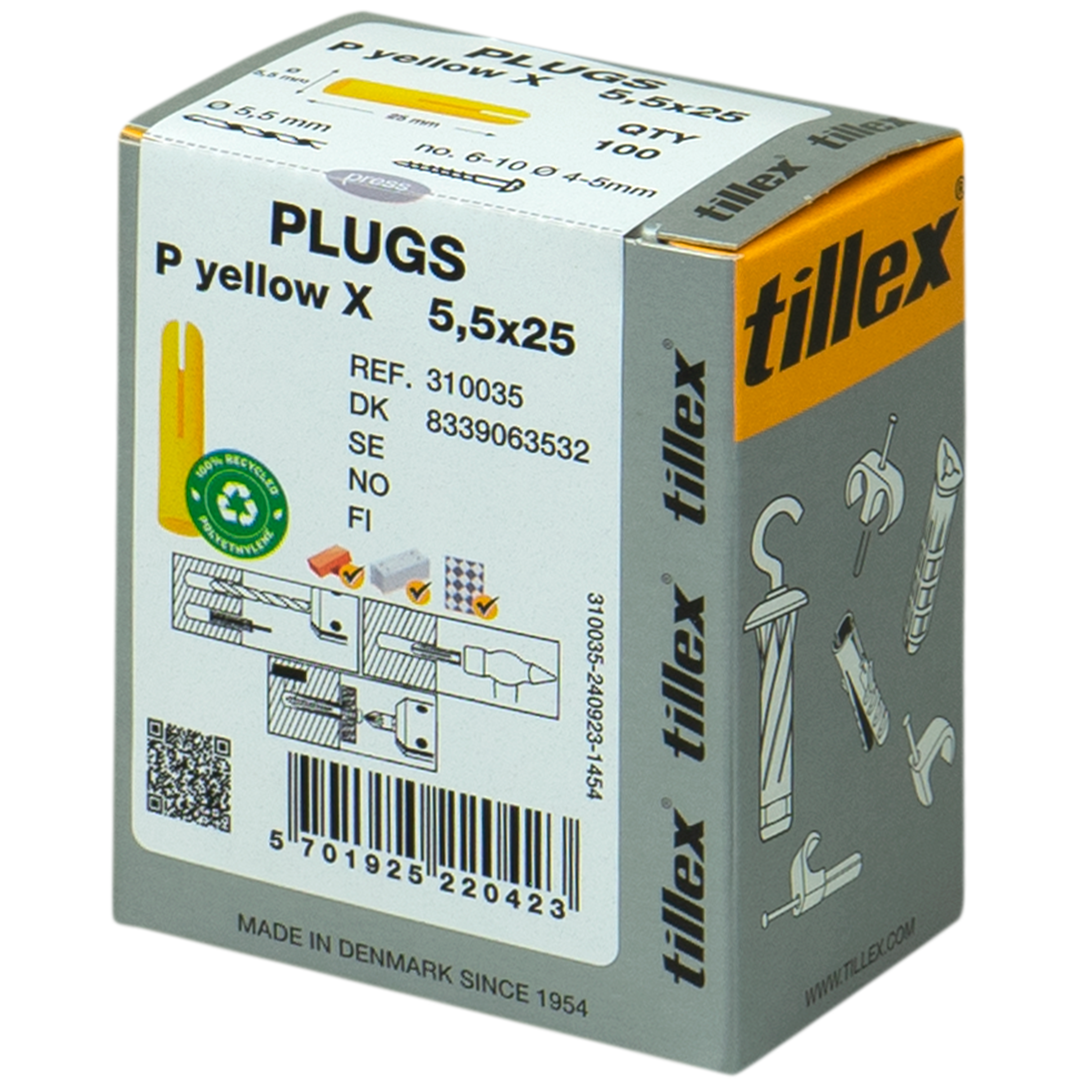 Plugs PX 5,5x25mm-100 gul