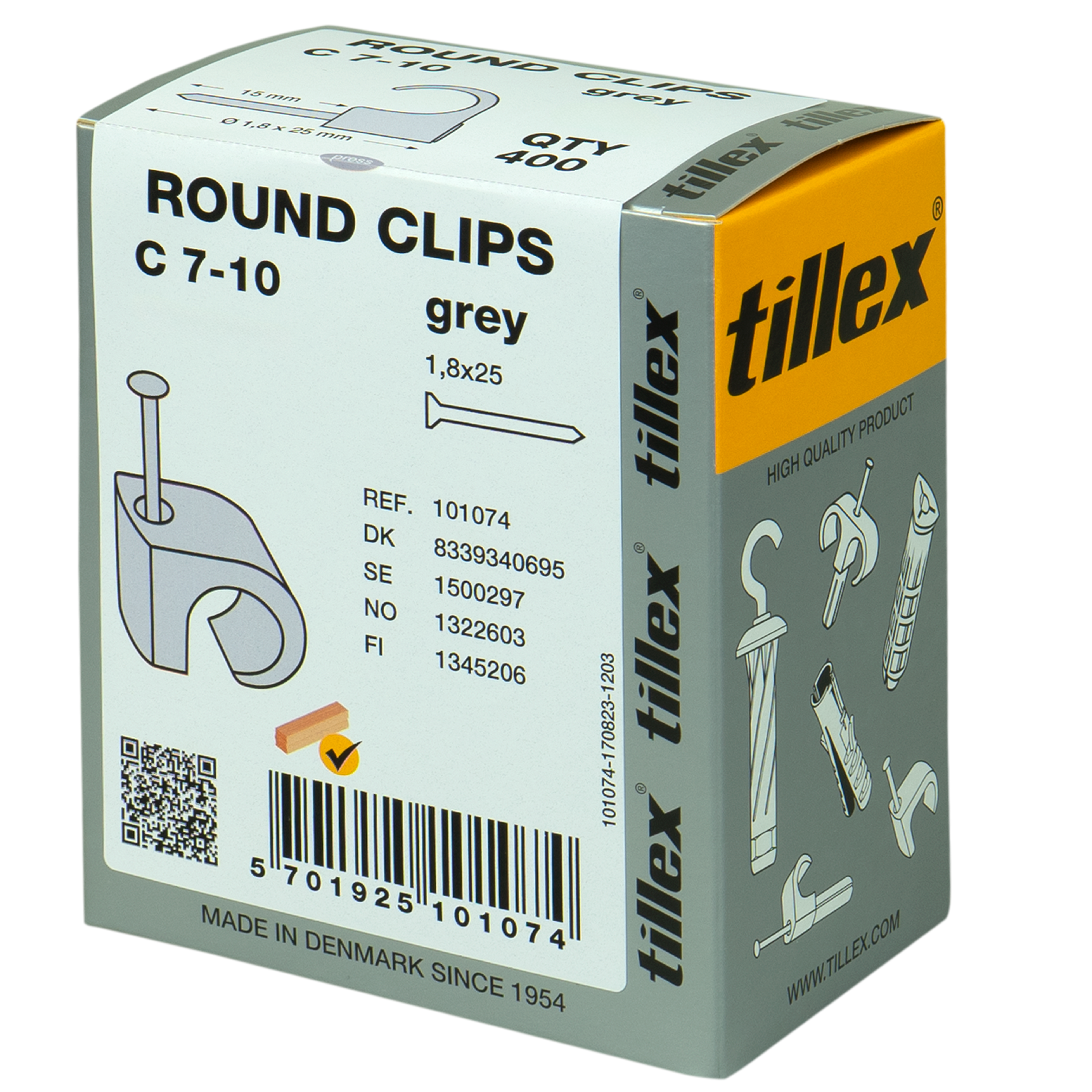 Clips 7-10/25 mm grå (400)