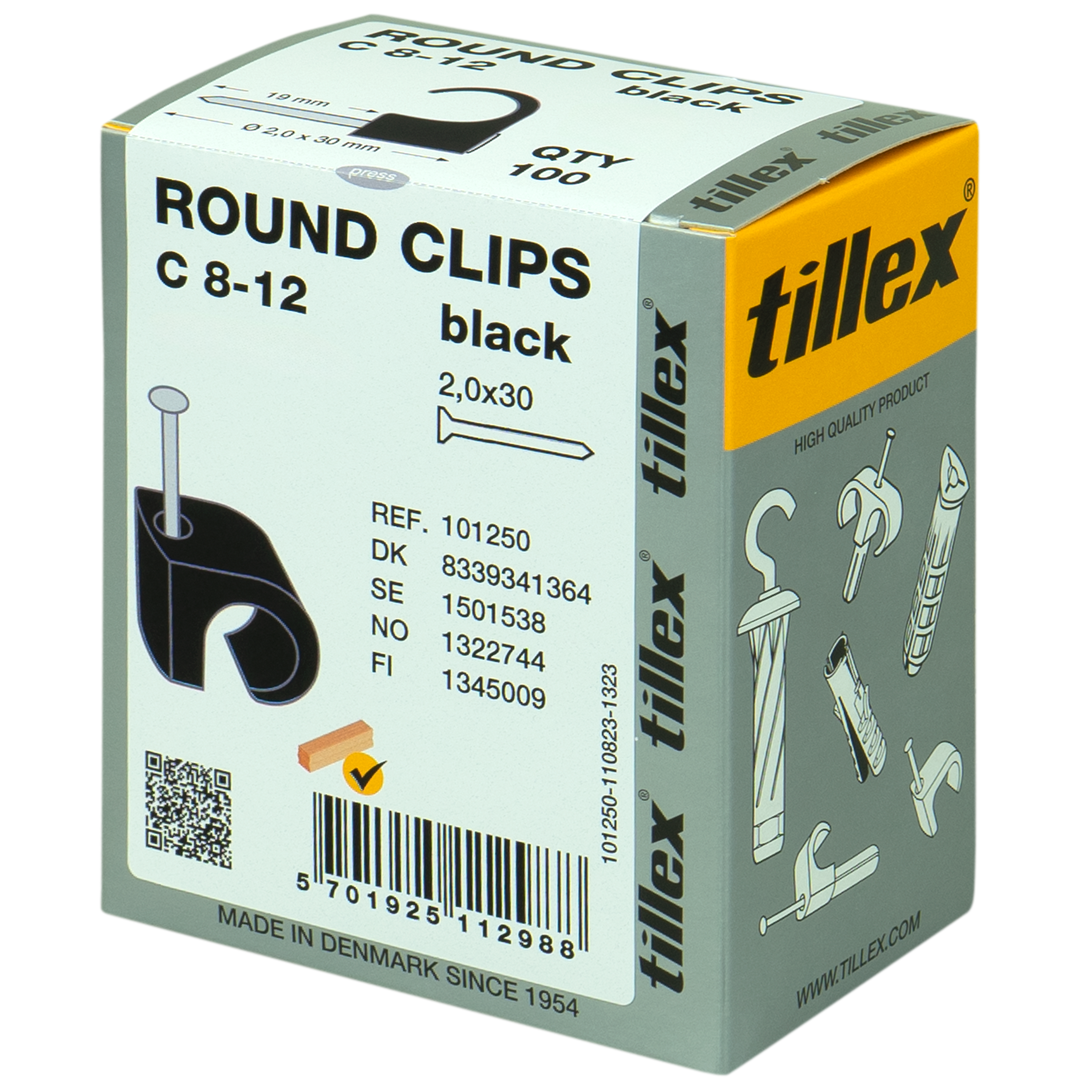 Clips 8-12/30 mm sort (100)