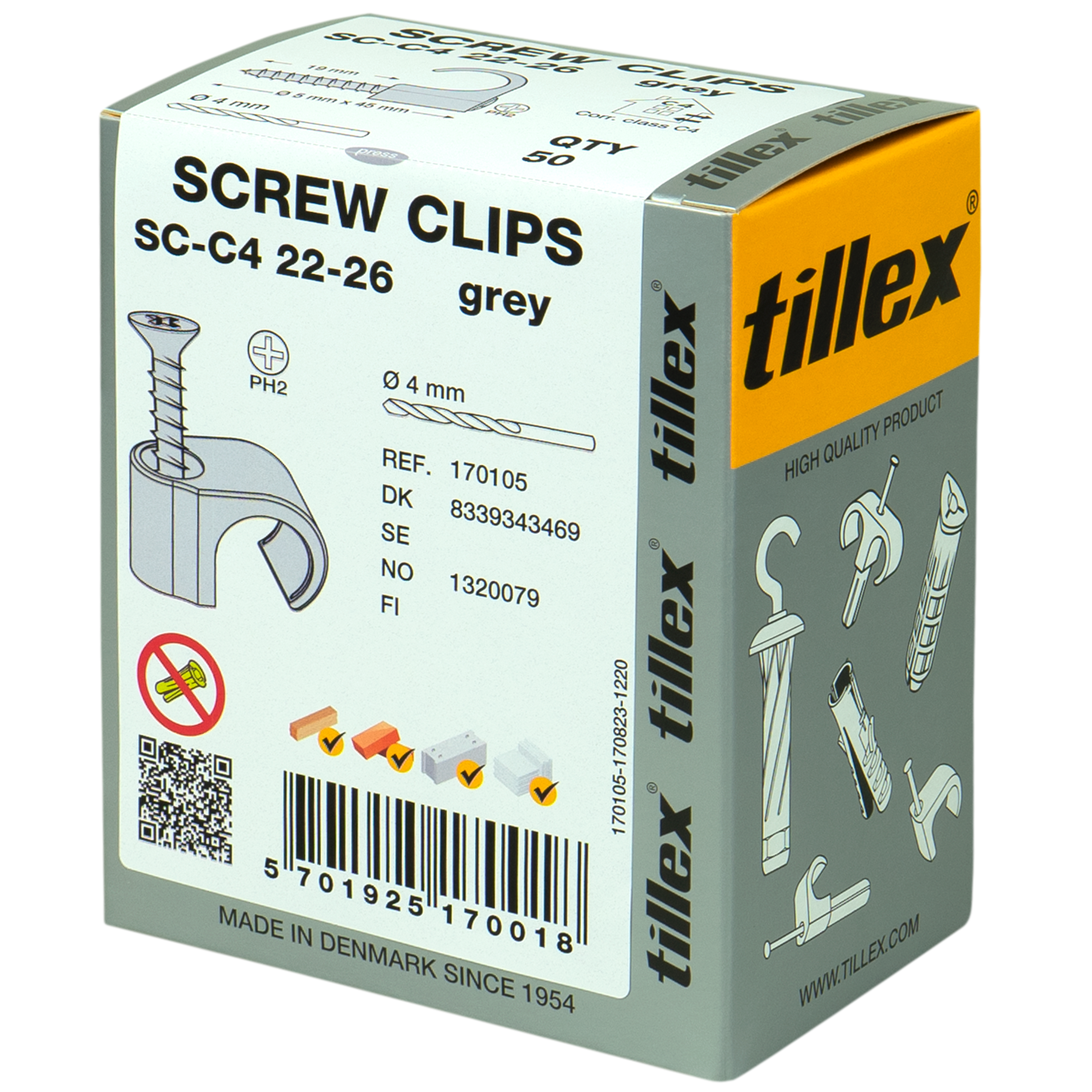 Skrue Clips SC-C4 22-26 PH2 grå (50)