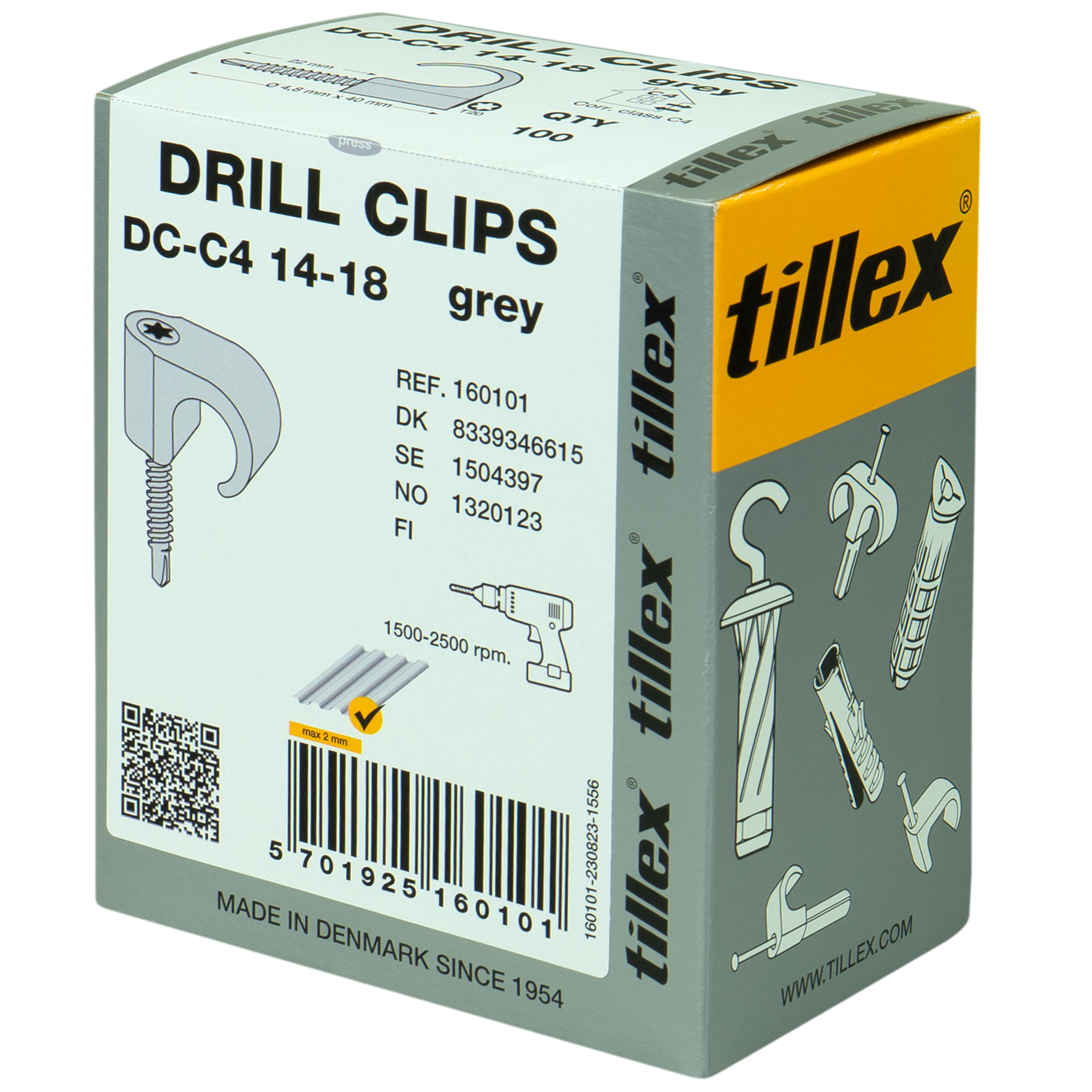 Drill Clips DC-C4 14-18, TX20, 4,8 x 40 mm, grå (100)